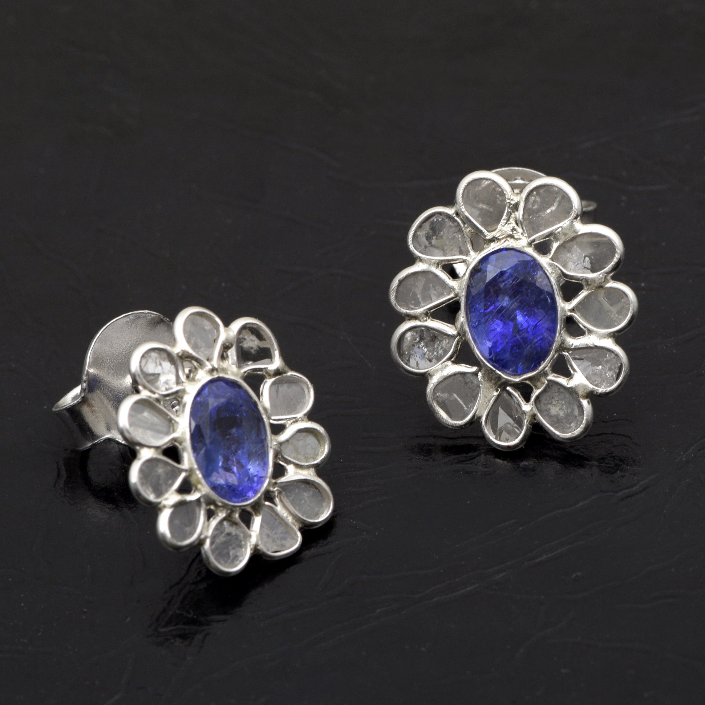 2.00 CTW Diamond Polki Floral Stud Earrings