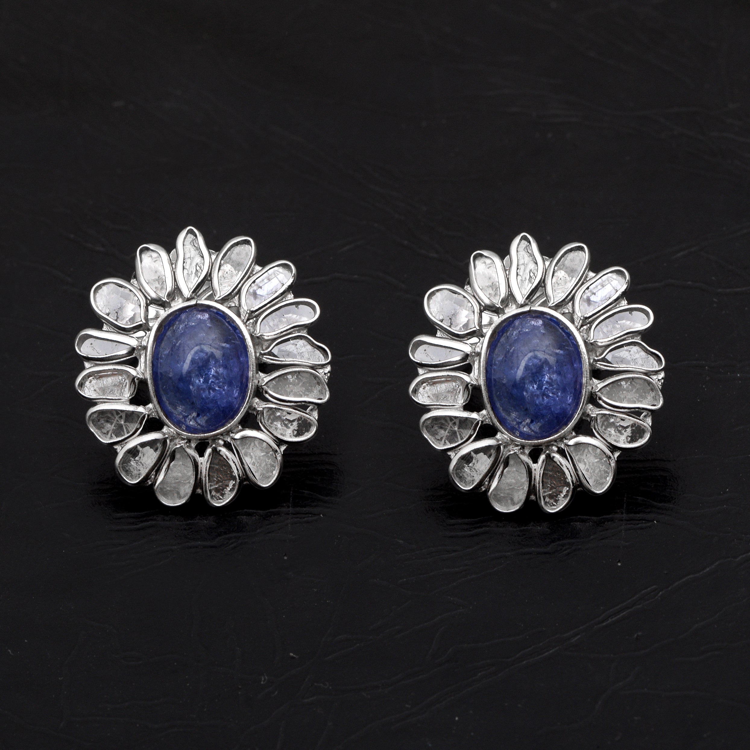 2.50 CTW Diamond Polki Tanzanite Studs