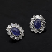 Load image into Gallery viewer, 3 CTW Diamond Polki Tanzanite Stud Earrings