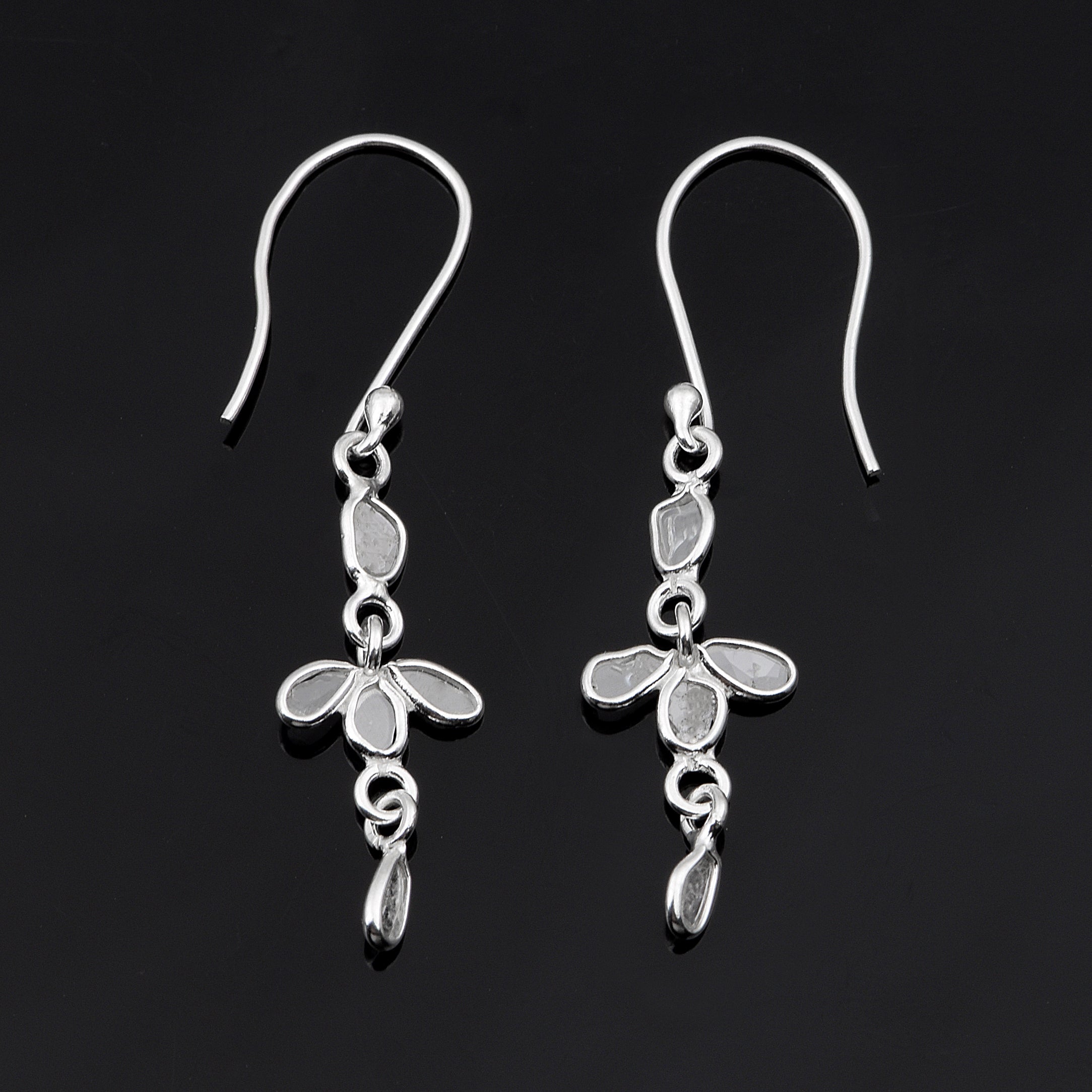 0.50 CTW Diamond Polki Dangles Handmade Earrings
