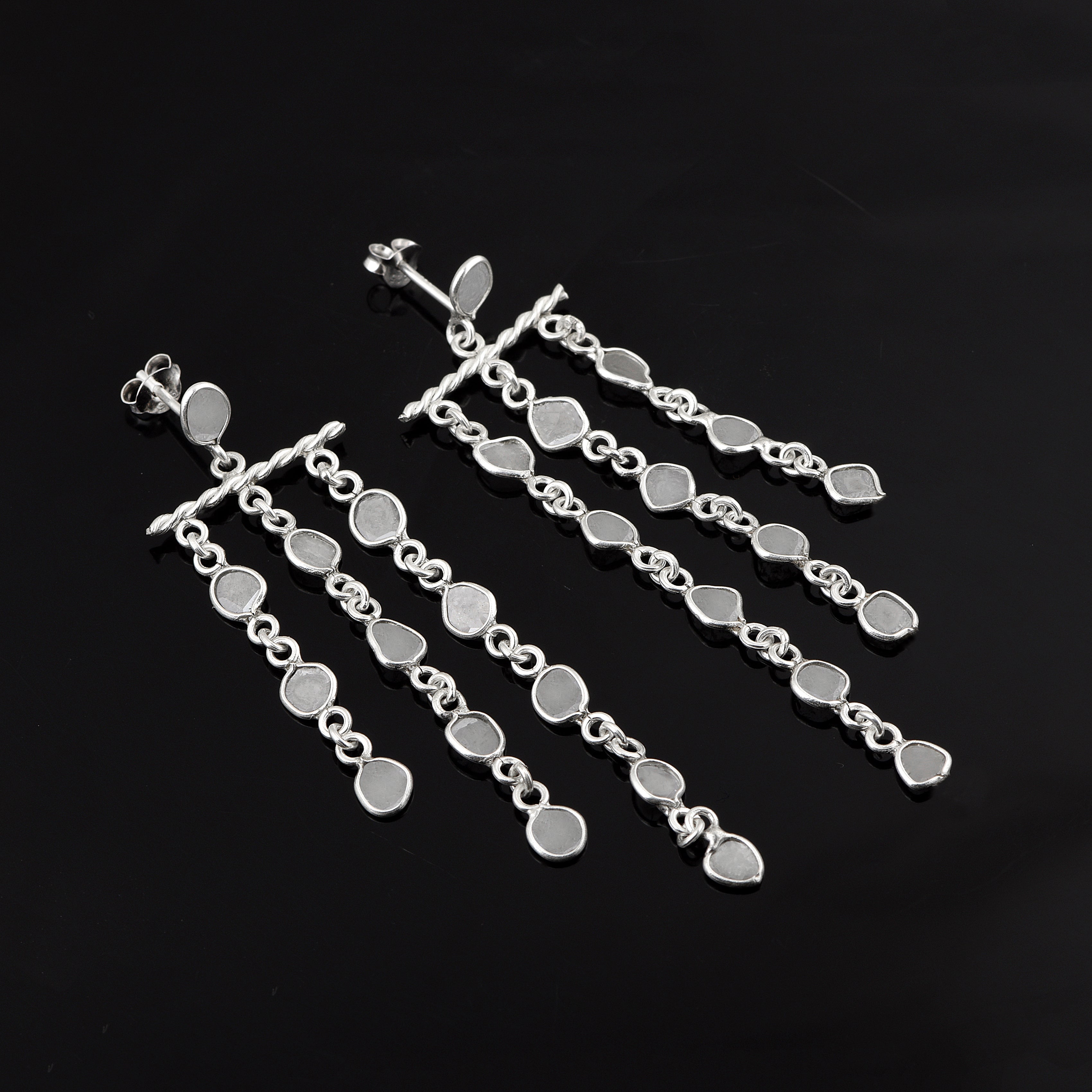 3 CTW Diamond Polki Dangle Chandelier Earrings