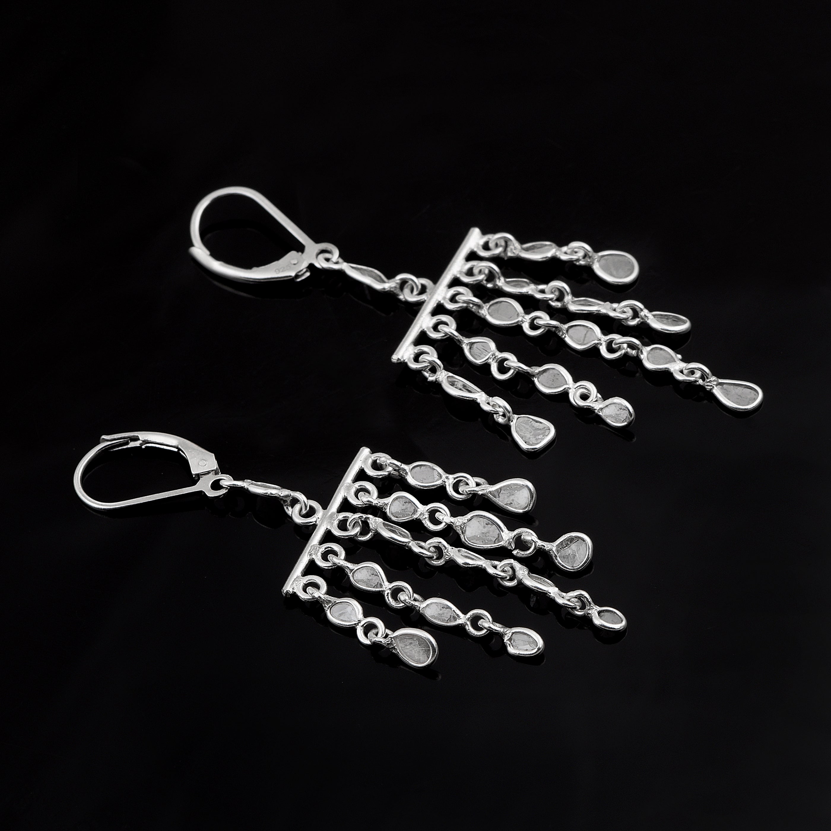 1.50 CTW Diamond Polki Dangle Chandelier Earrings