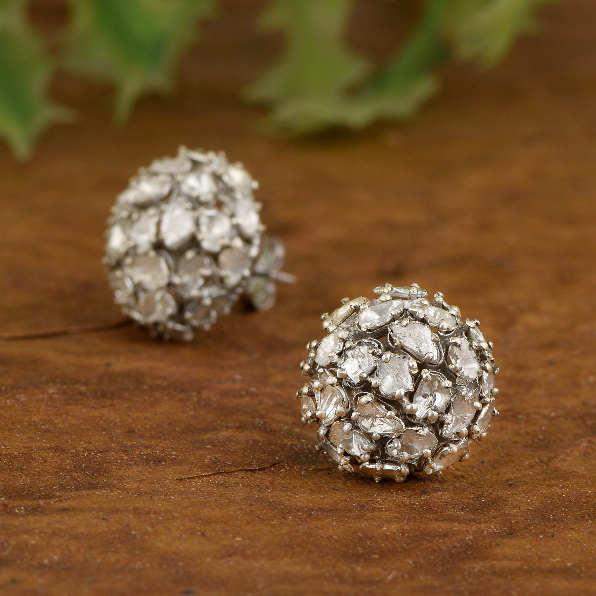 1.50 CTW Slice Polki Diamond Dome Shape Earrings