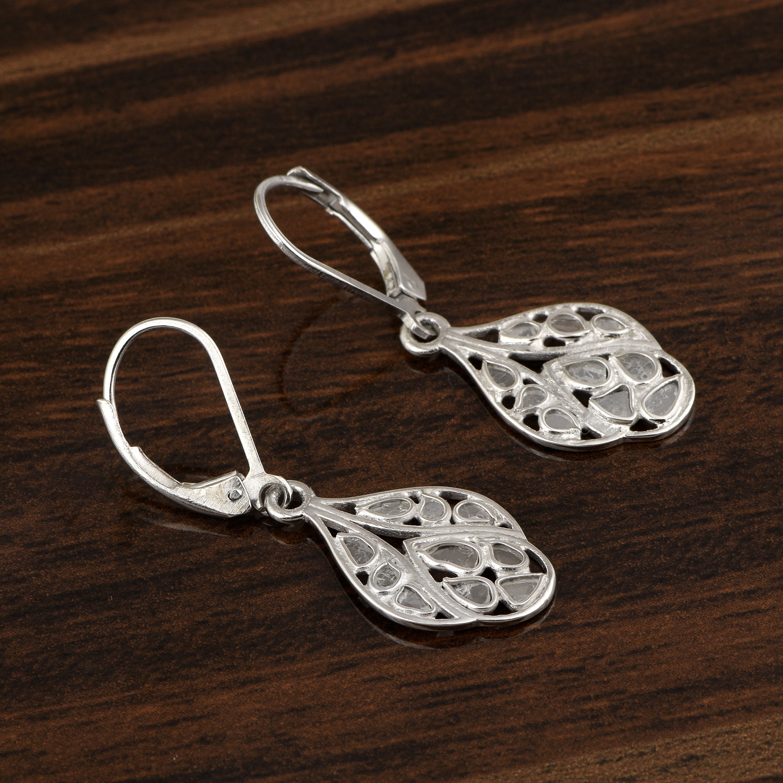 Artisan Crafted 0.50 CTW Polki Diamond Drop Glinting Earrings