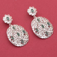 Load image into Gallery viewer, 5 CTW Diamond Polki Genuine Emerald Cluster Dangle Earring