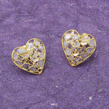 Load image into Gallery viewer, 3 CTW Diamond Polki Heart Earrings