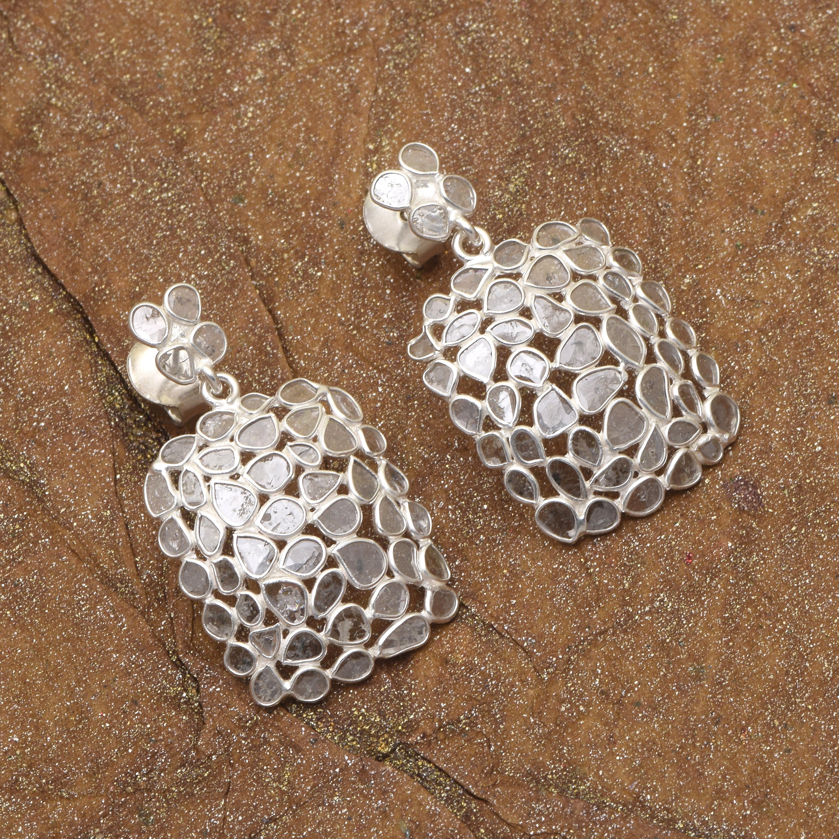 4 CTW Diamond Polki Square Dangle Earring