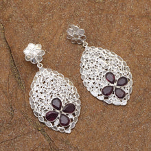 Load image into Gallery viewer, 5 CTW Diamond Polki Garnet Floral Dangle Earrings