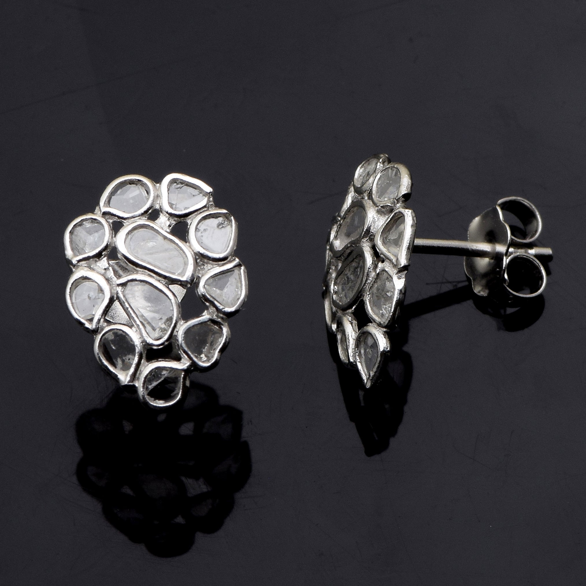 1.10 CTW Diamond Polki Pear Studs