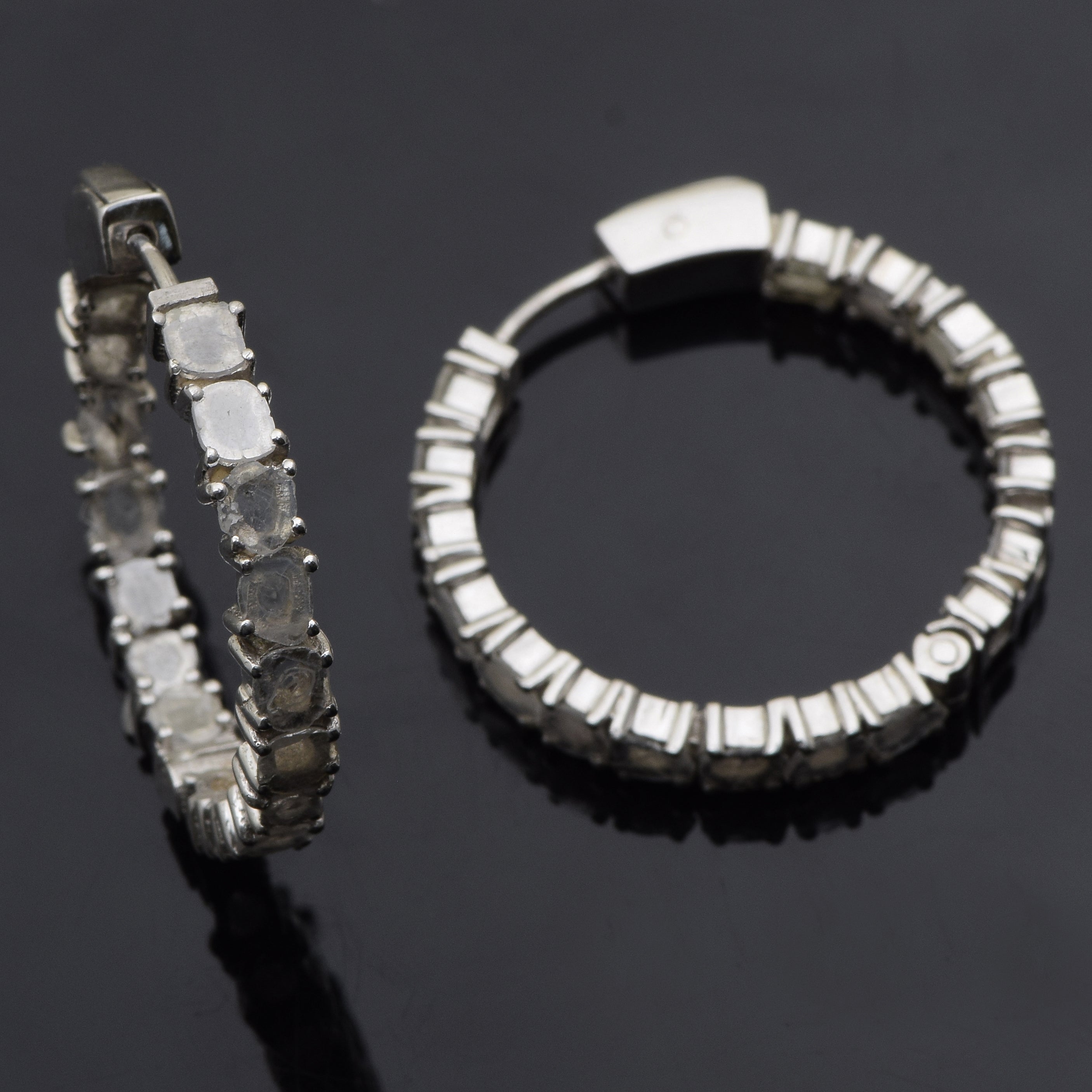 3.00 CTW Diamond Polki Hoop Earrings