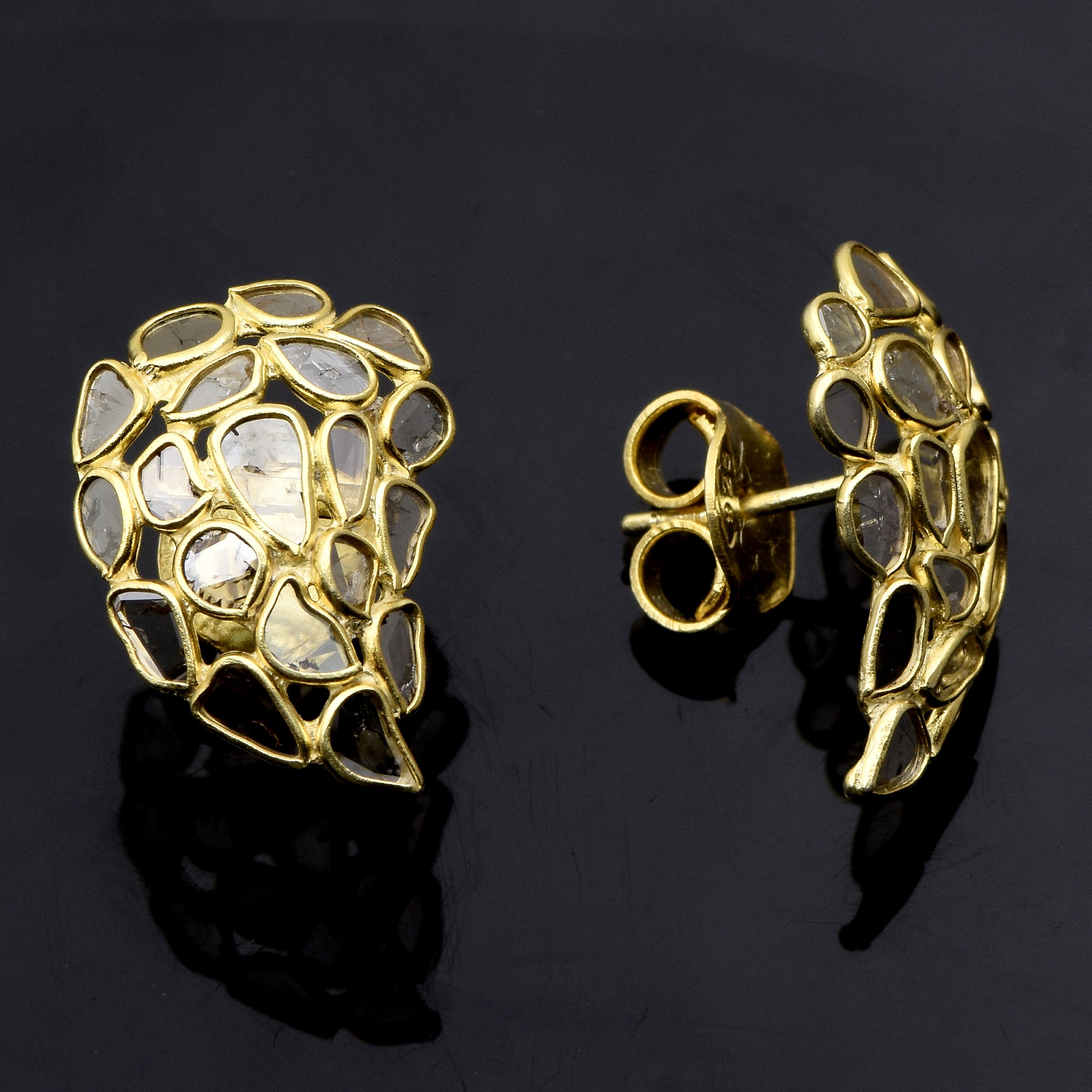 2.10 CTW Diamond Polki Winged Studs