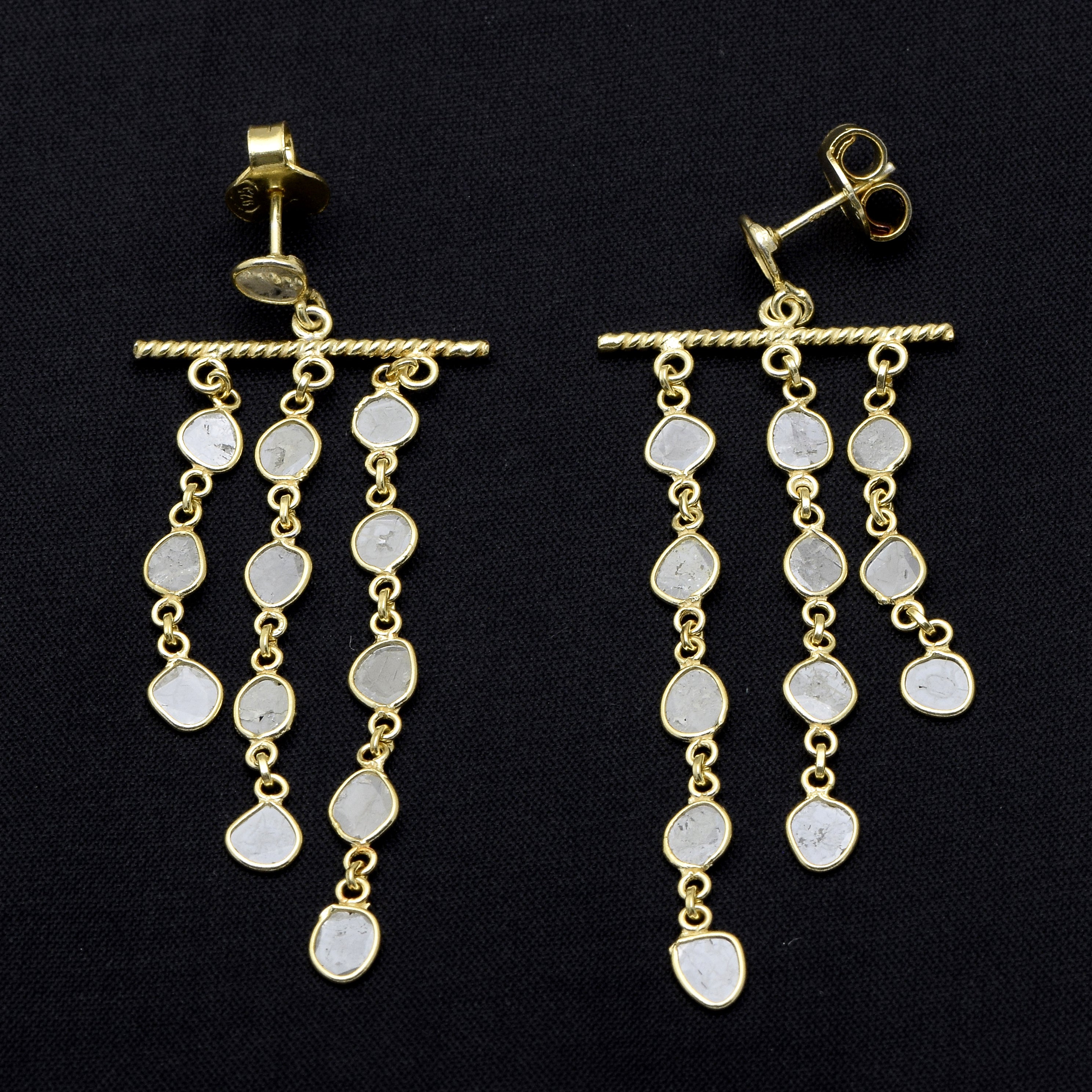 3.00 CTW Diamond Polki Dangle Chandelier Earrings