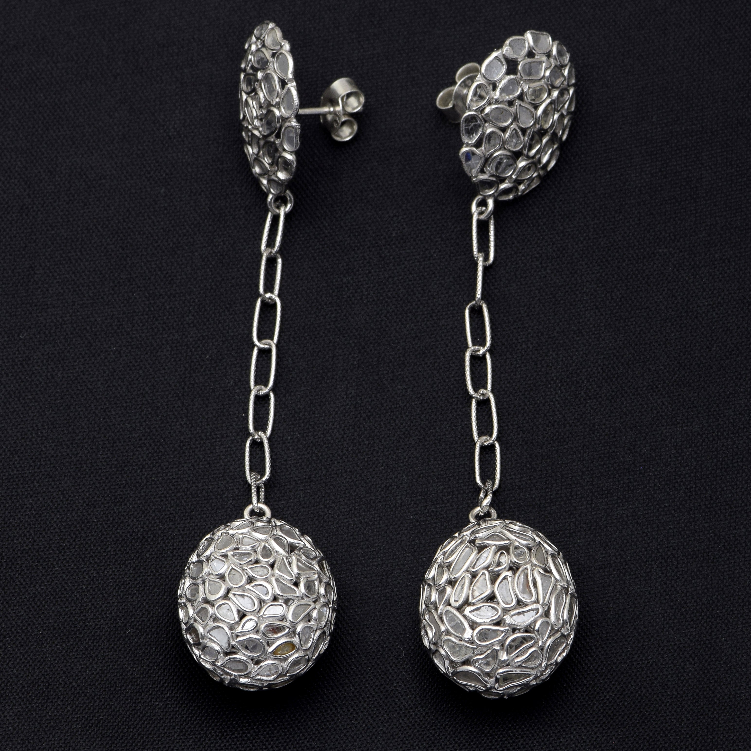 6.50 CTW Diamond Polki Long Dangle Earrings