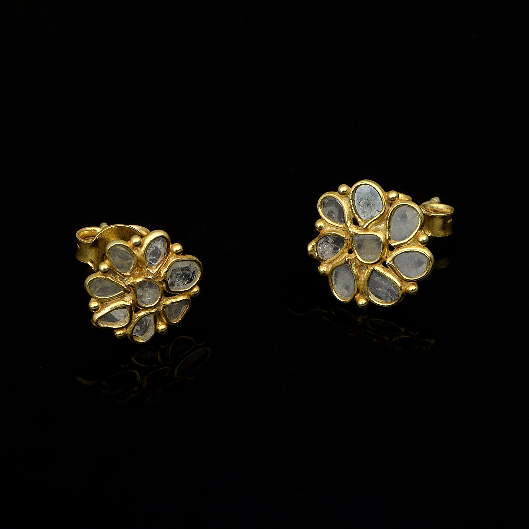 1 CTW Diamond Polki Tinny Floral Studs