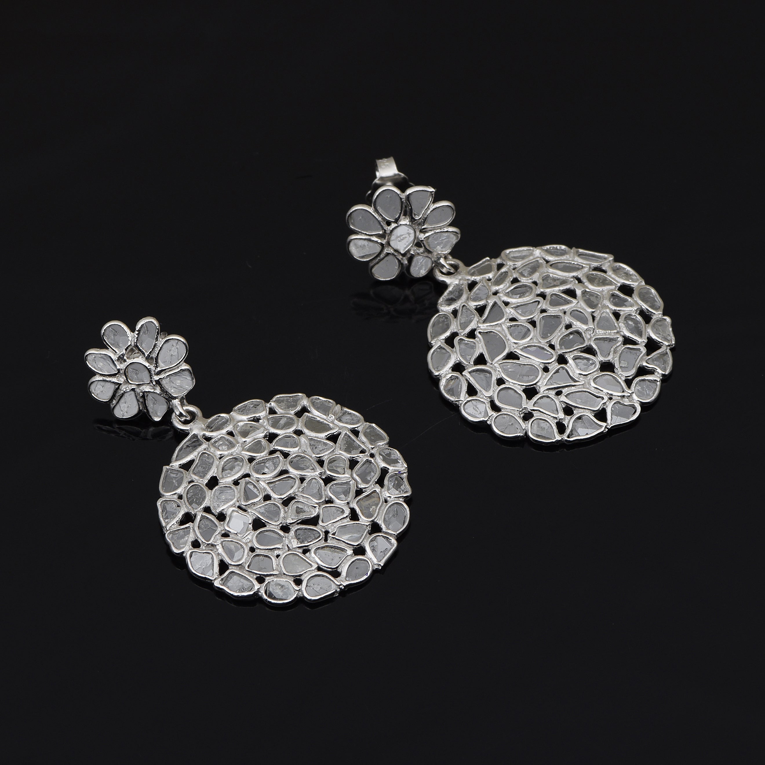 5 CTW Diamond Polki Round Dangle Earrings