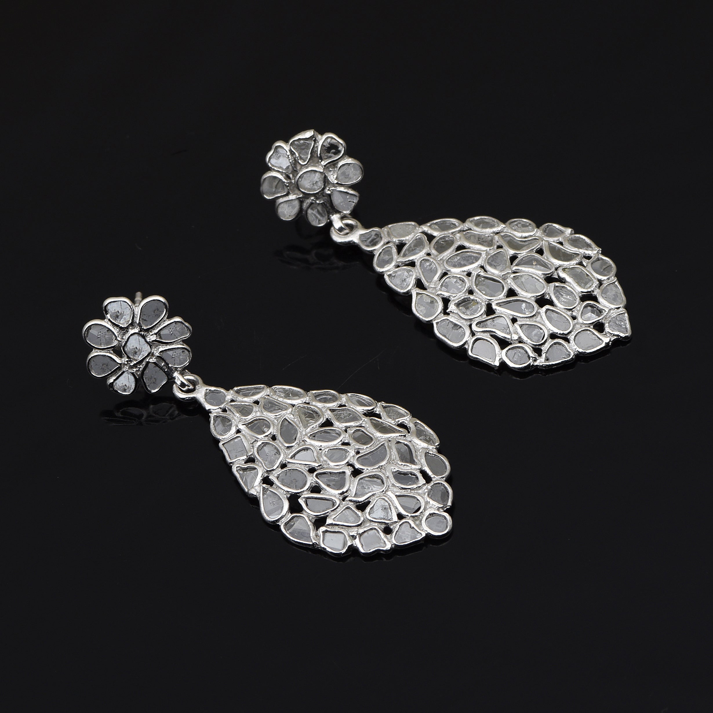 3.25 CTW Diamond Polki Dangle Earrings