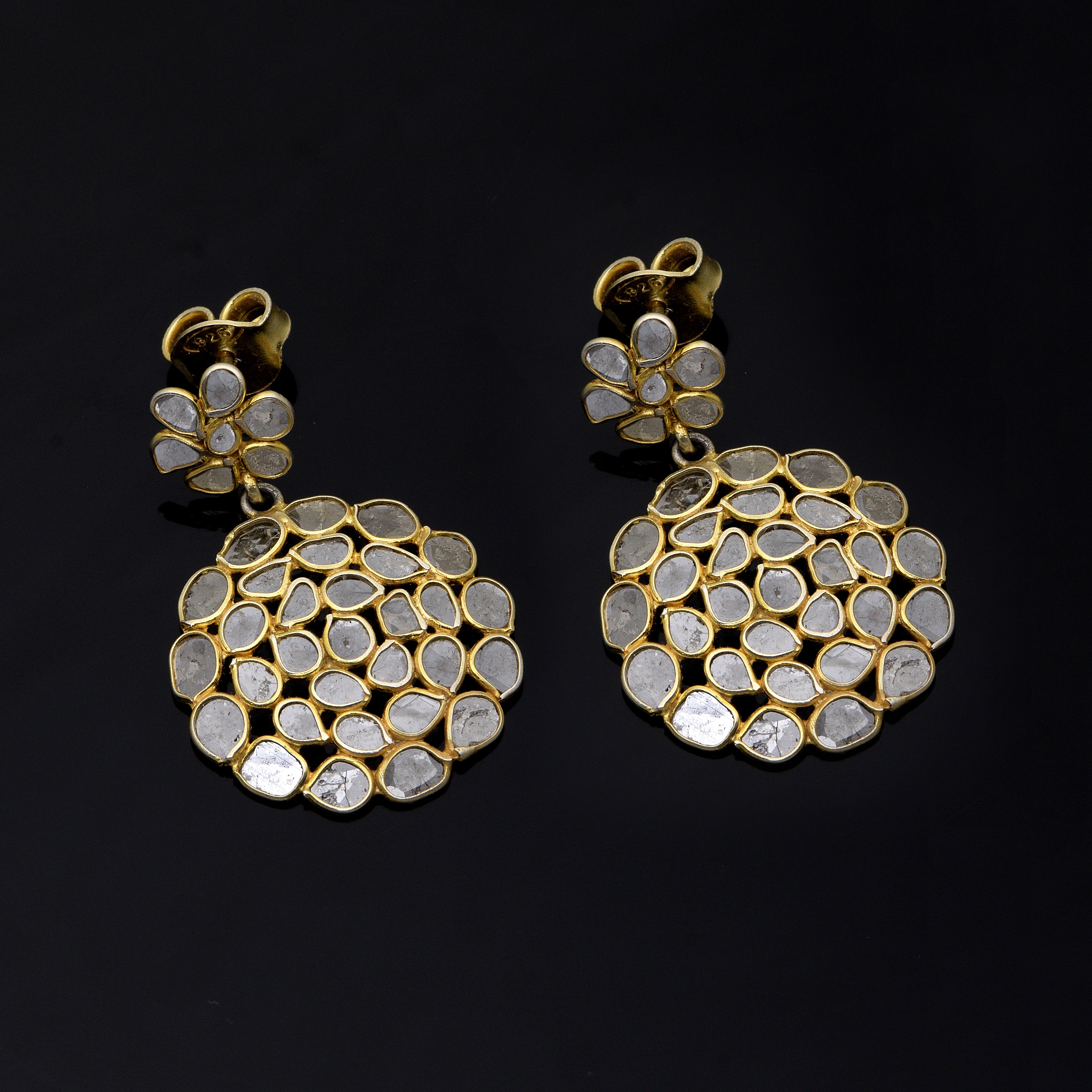 4 CTW Diamond Polki Round Earrings
