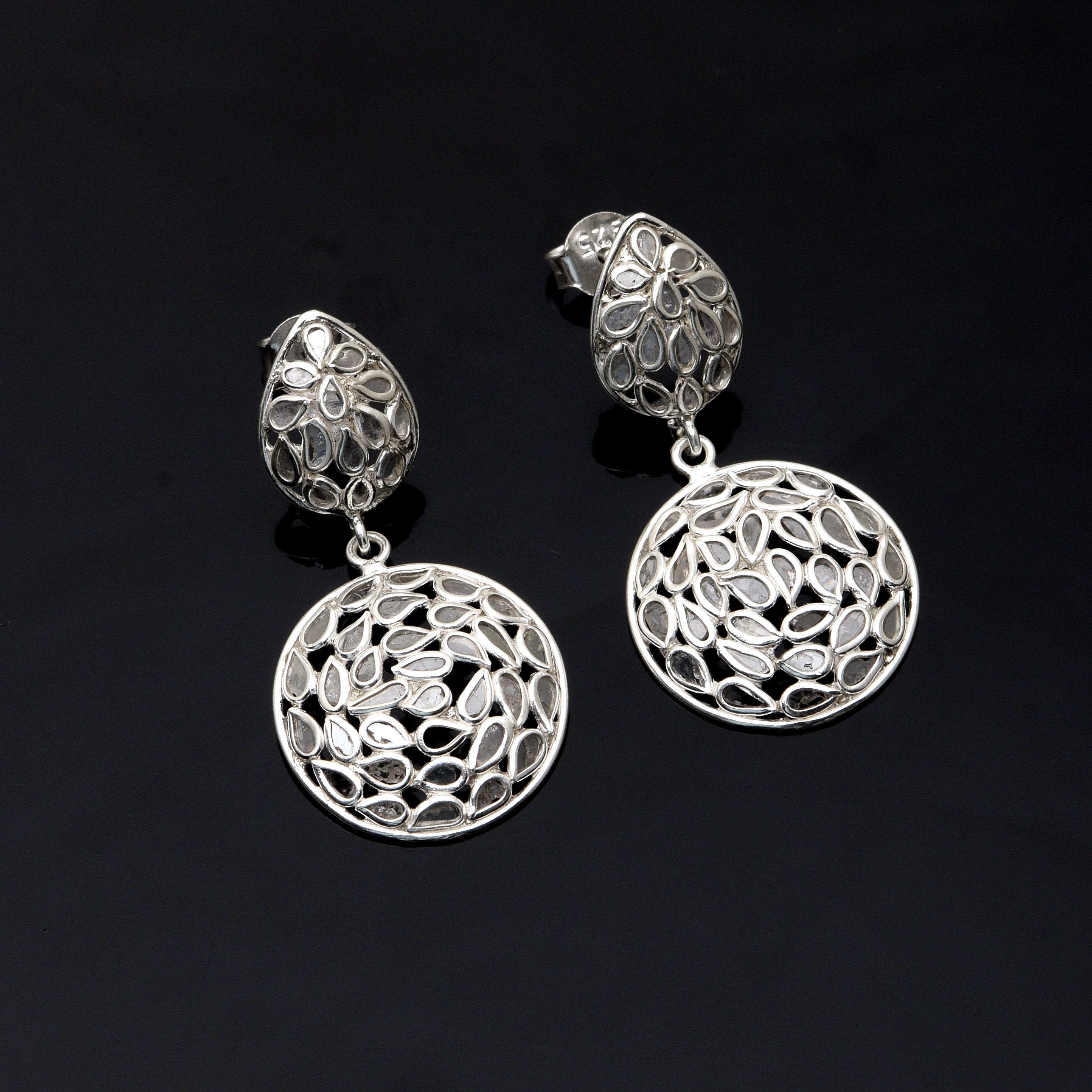 2.50 CTW Diamond Polki Dangle Earrings