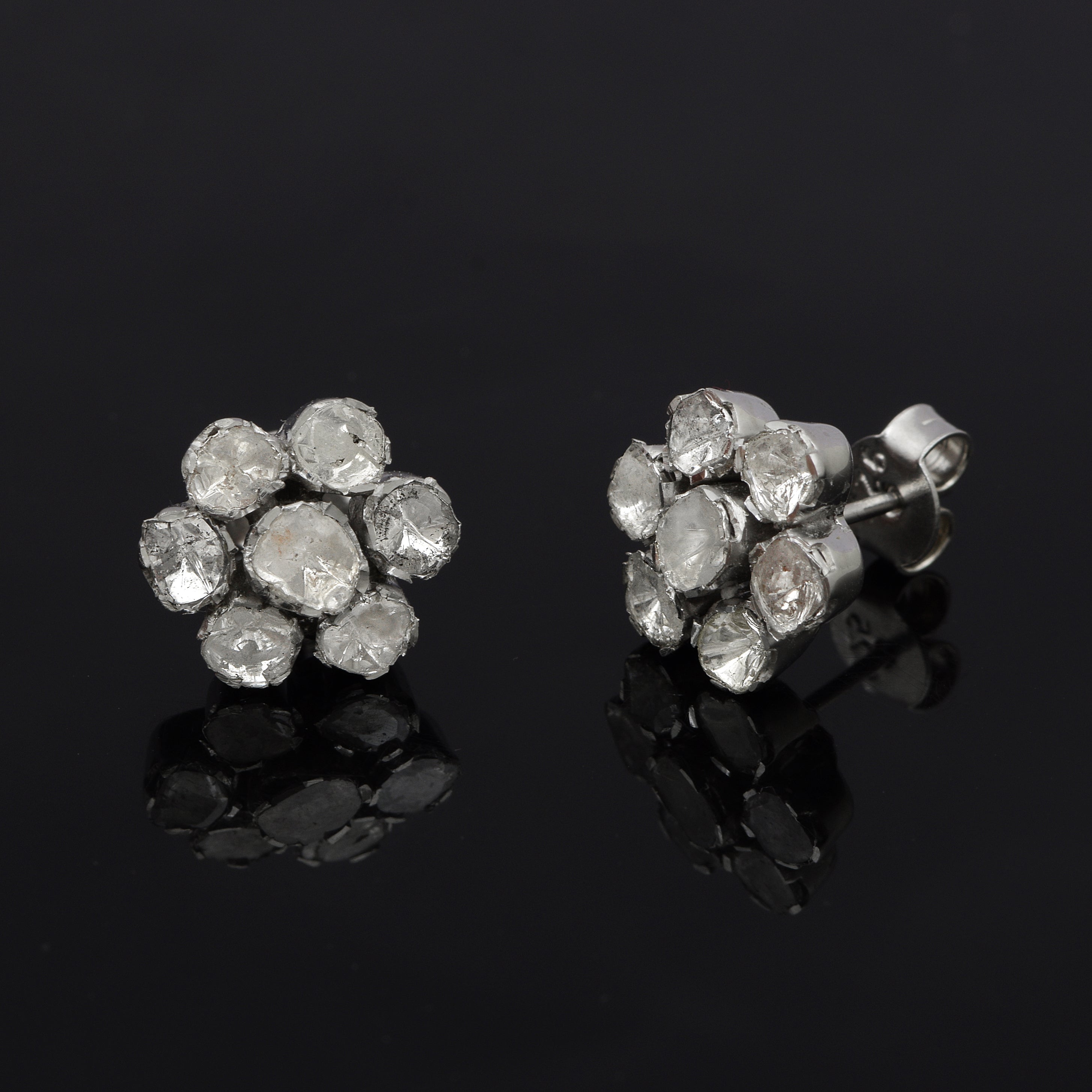 0.70 CTW Diamond Polki Floral Stud Earring