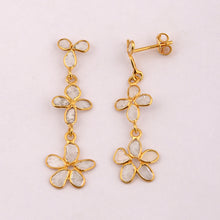 Load image into Gallery viewer, 1.20 CTW Diamond Polki Flower Dangle Earrings