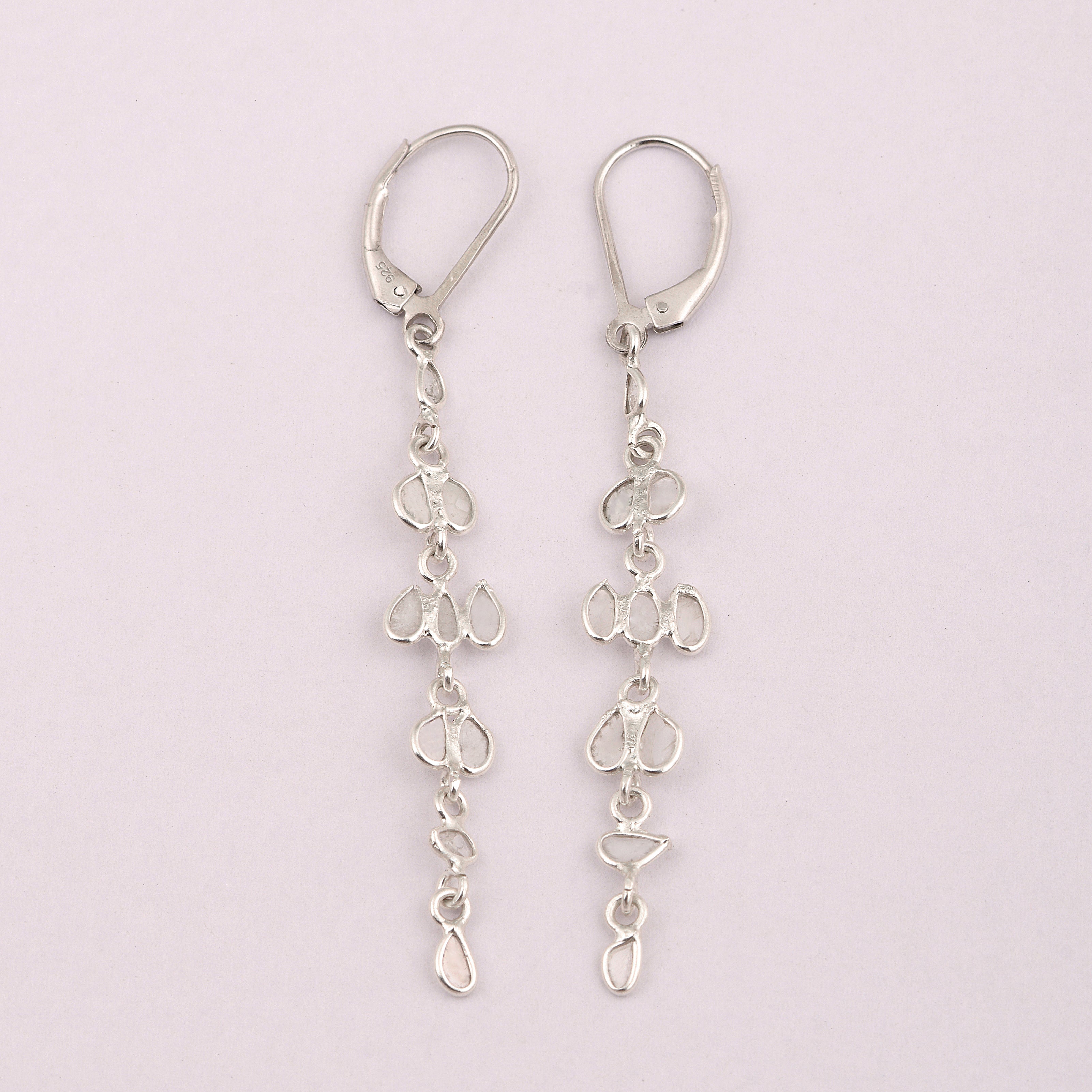 0.50 CTW Diamond Polki Thread Earrings