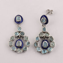 Load image into Gallery viewer, 1.50 CTW Blue Polki Diamond Dangle Earrings
