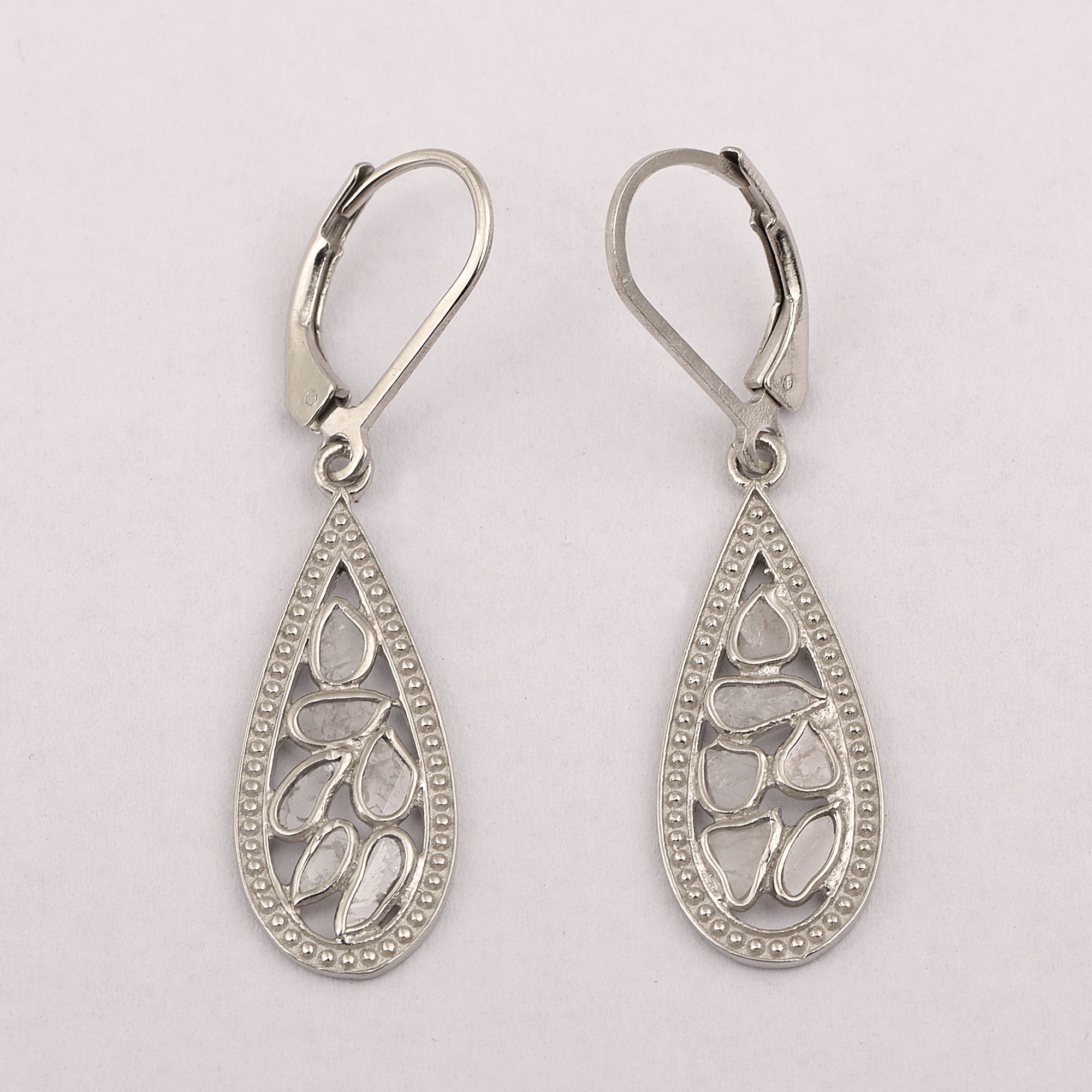 0.50 CTW Polki Diamond Lever Back Classy Earrings