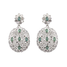 Load image into Gallery viewer, 5 CTW Diamond Polki Genuine Emerald Cluster Dangle Earring