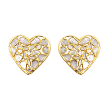 Load image into Gallery viewer, 3 CTW Diamond Polki Heart Earrings