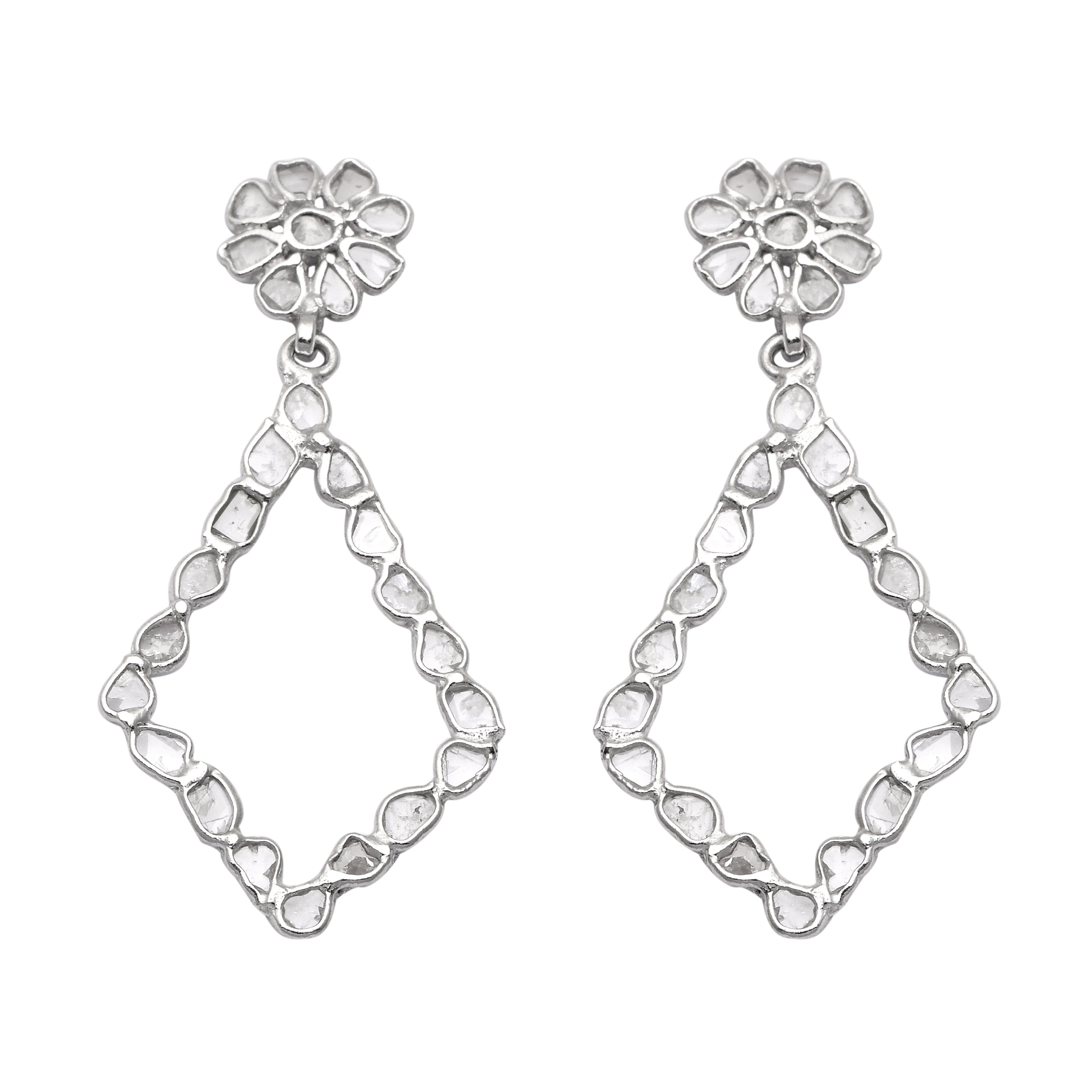 2.60 CTW Diamond Polki Dangle Earrings