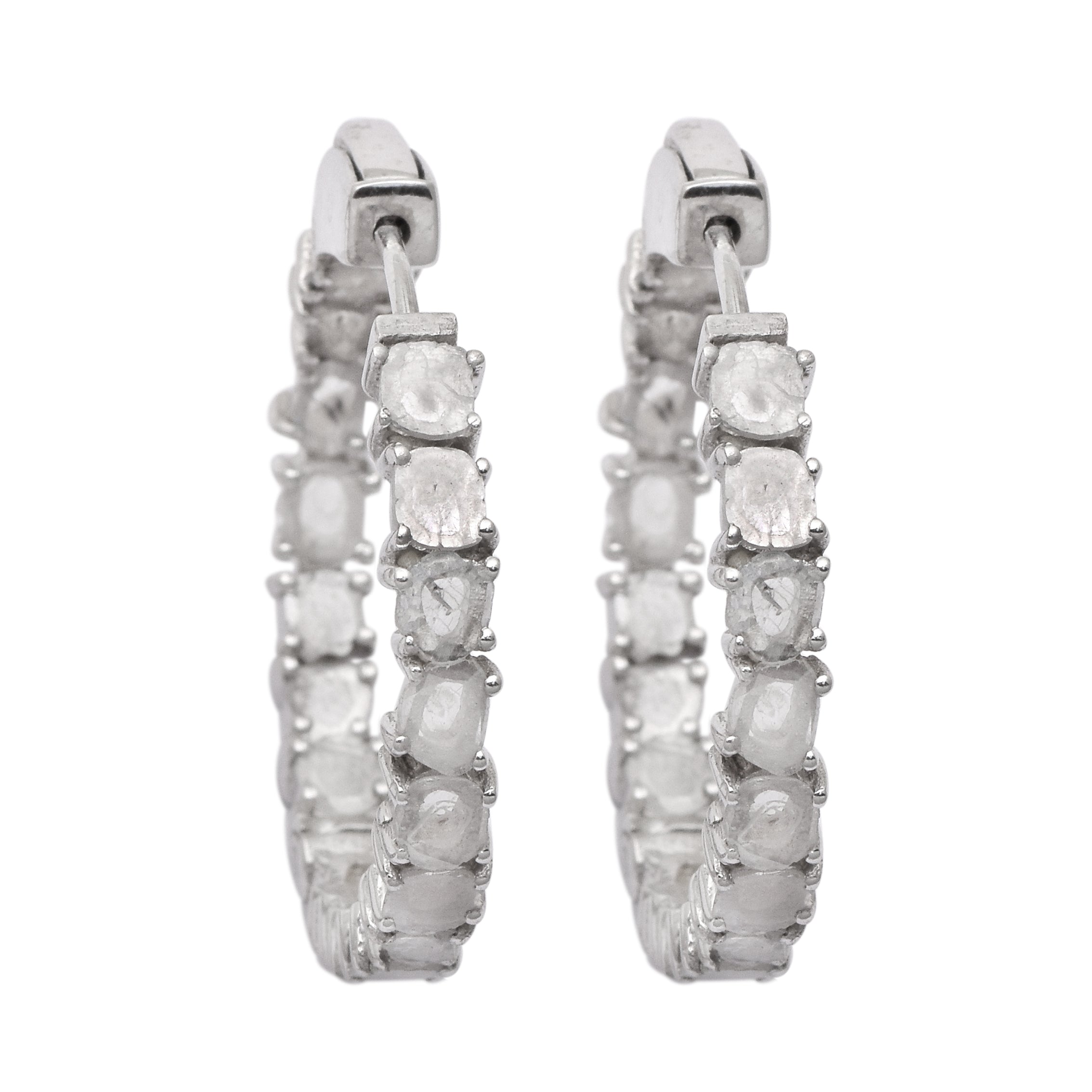 3.00 CTW Diamond Polki Hoop Earrings