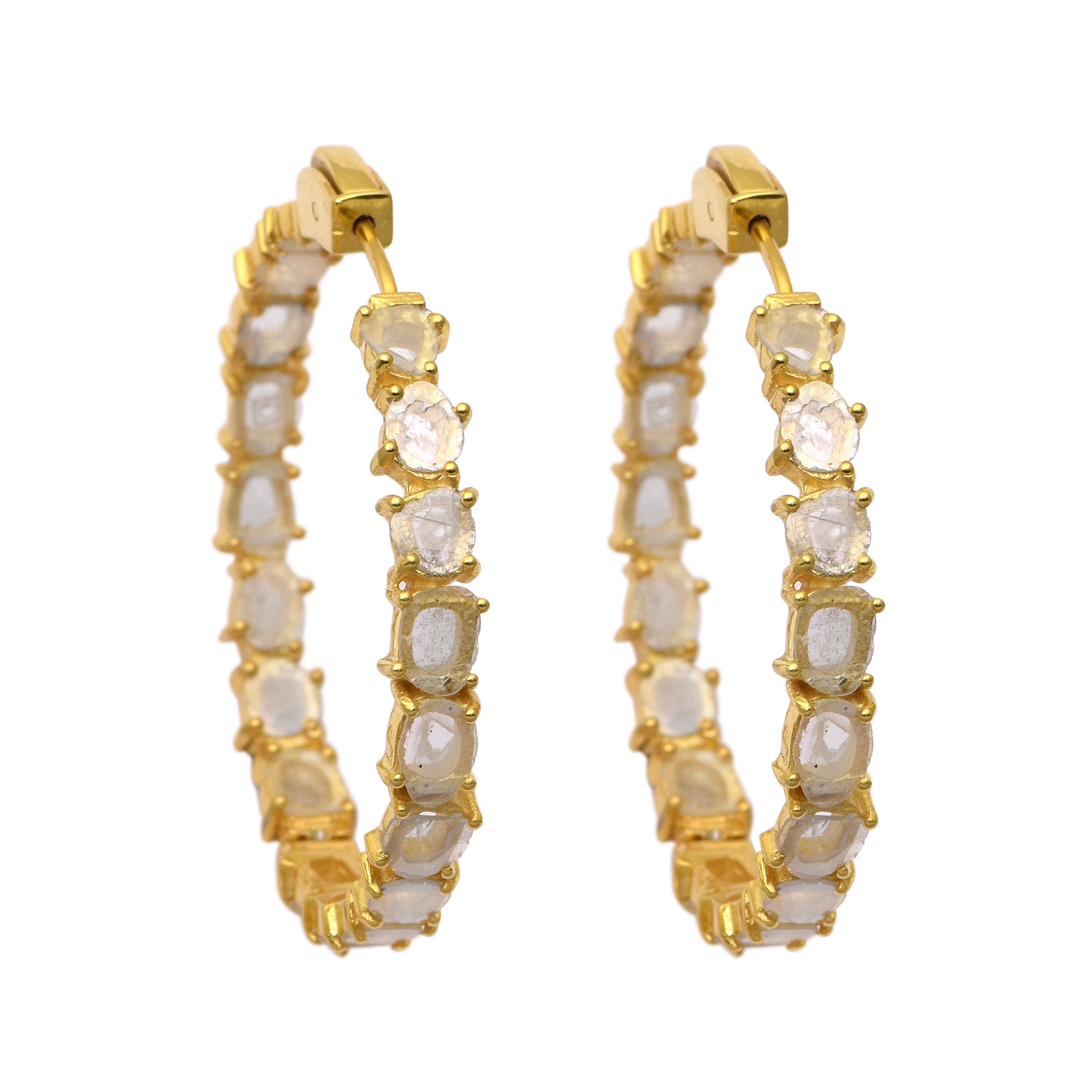 4.50 CTW Diamond Polki Hoop Dangle Earrings