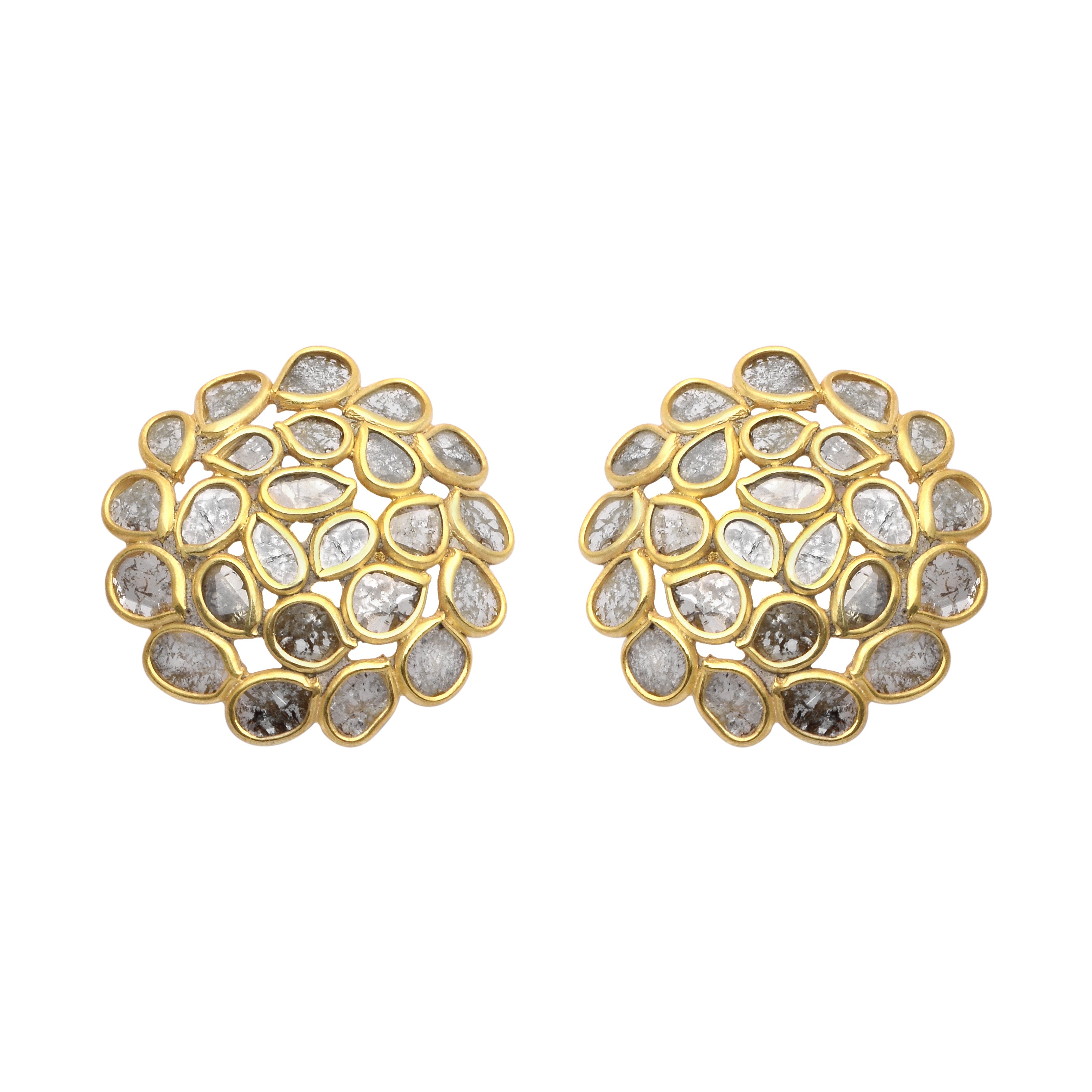 2.20 CTW Diamond Polki Floral Studs