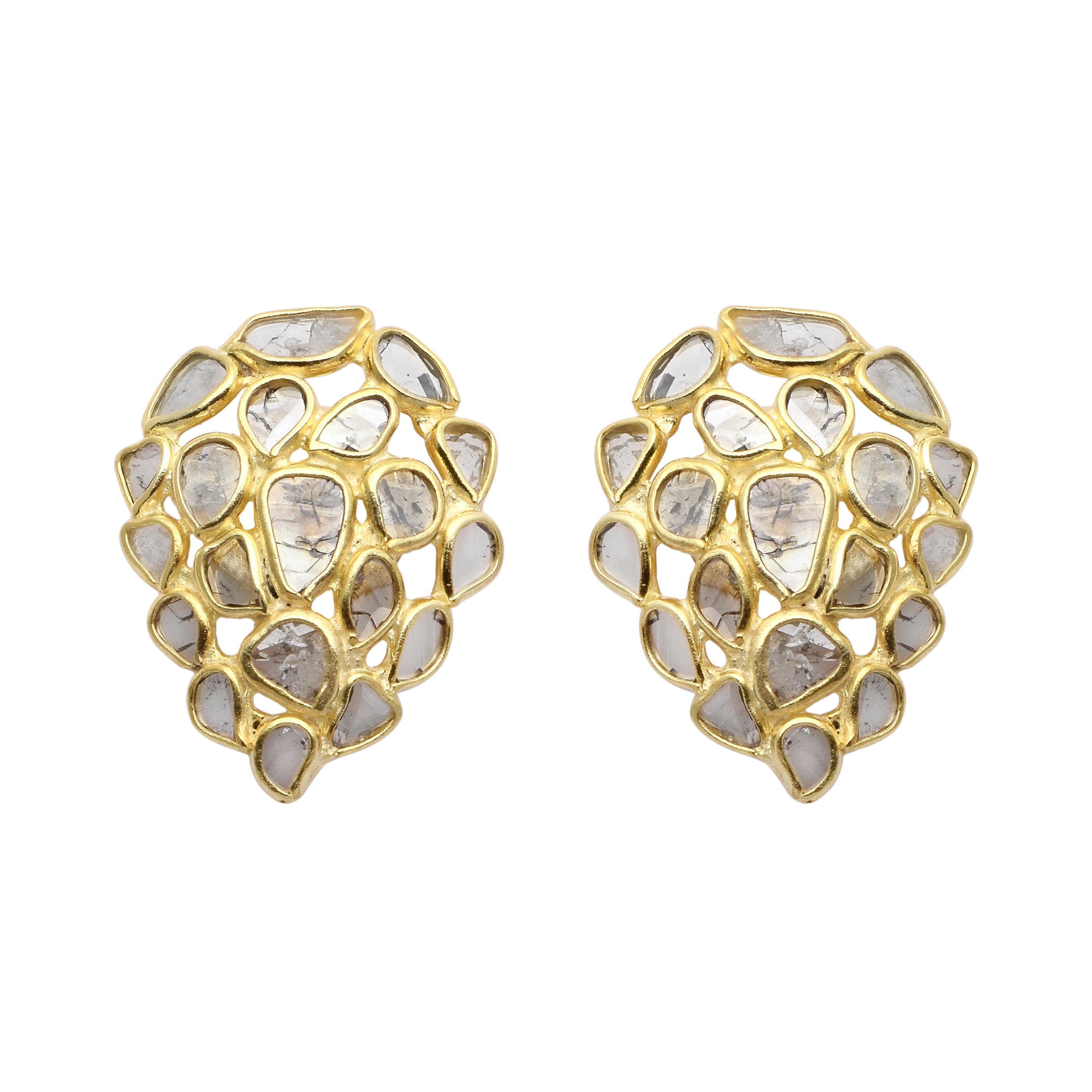 2.05 CTW Diamond Polki Pear Shaped Studs