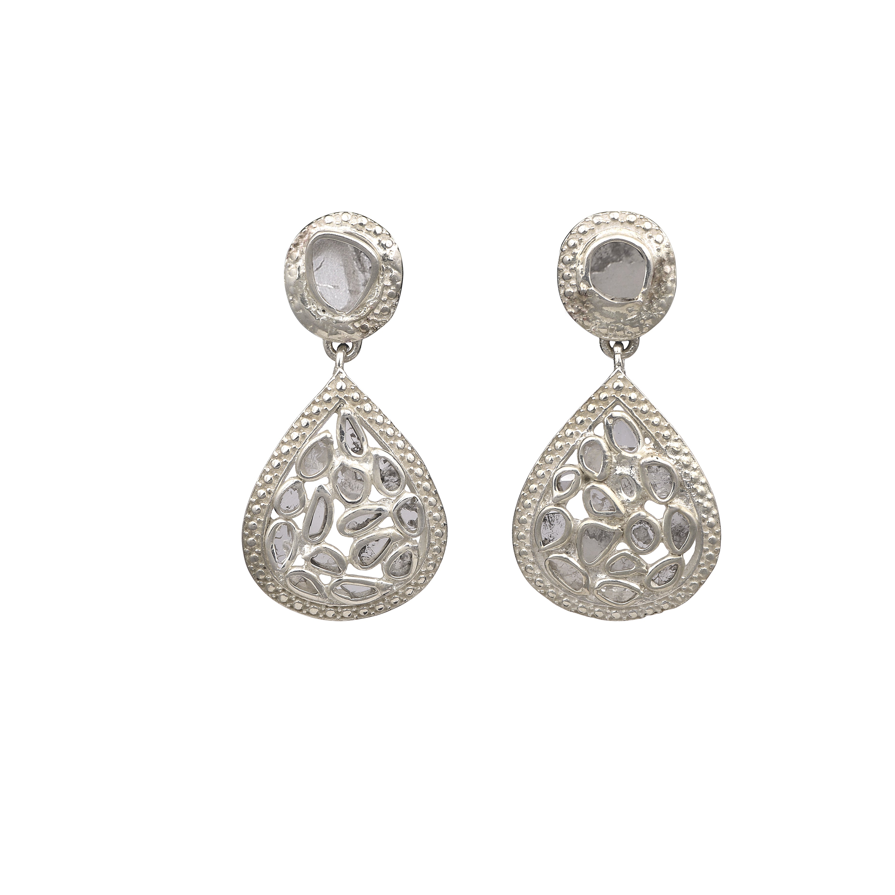 2.50 CTW Diamond Polki Dangle Earrings