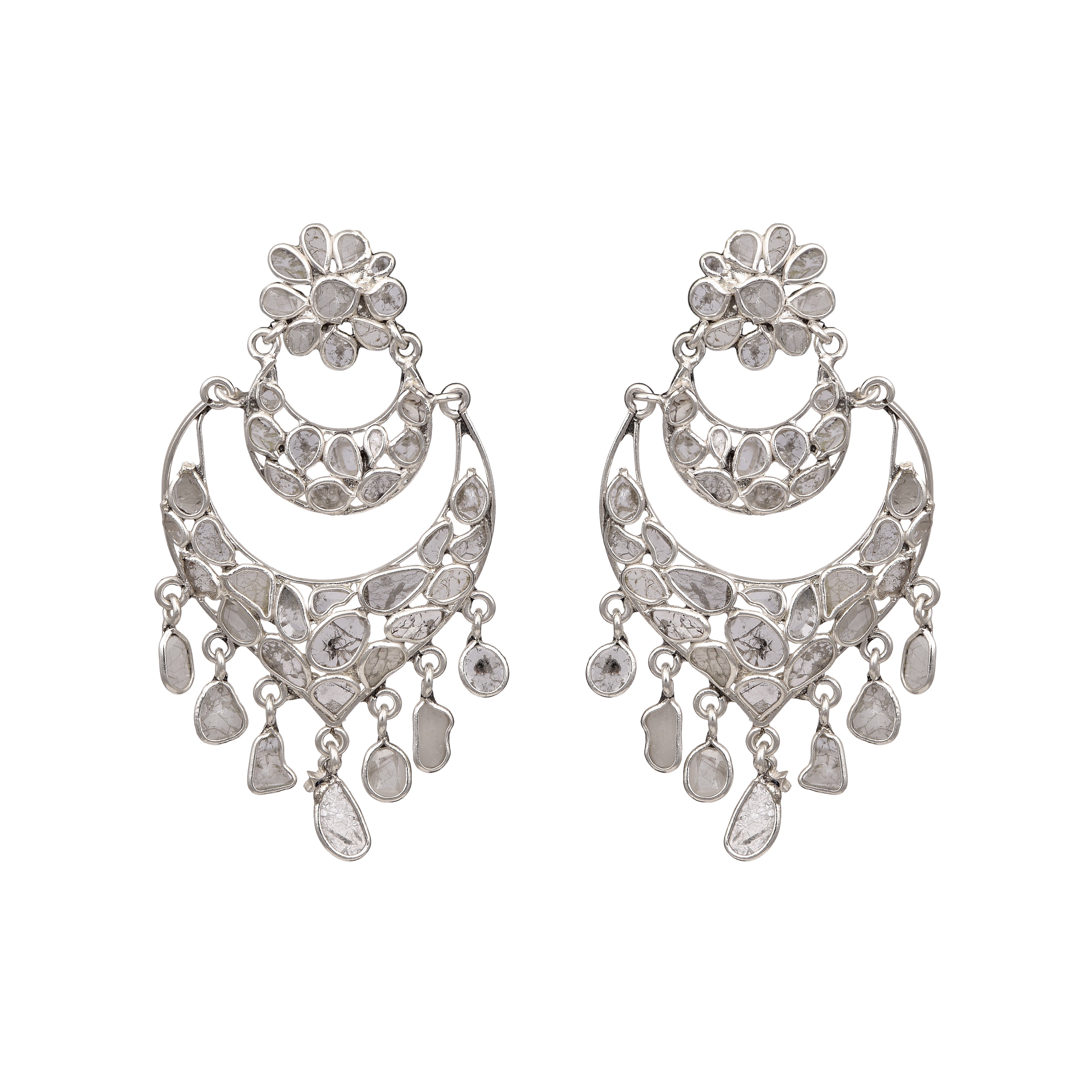 5 CTW Diamond Polki Chand Bali Dangle Earrings