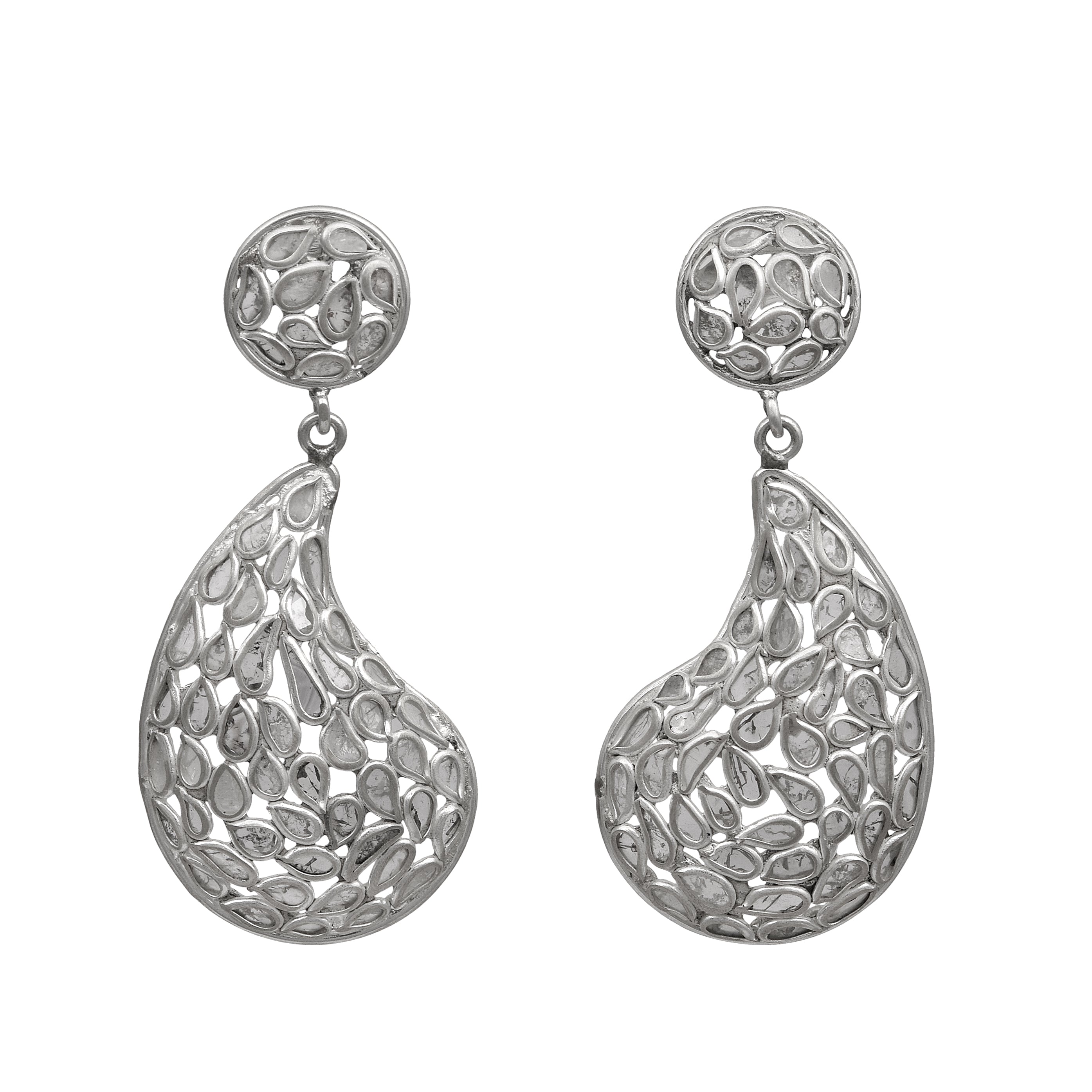 5 CTW Diamond Polki Flower Petals Jhumka