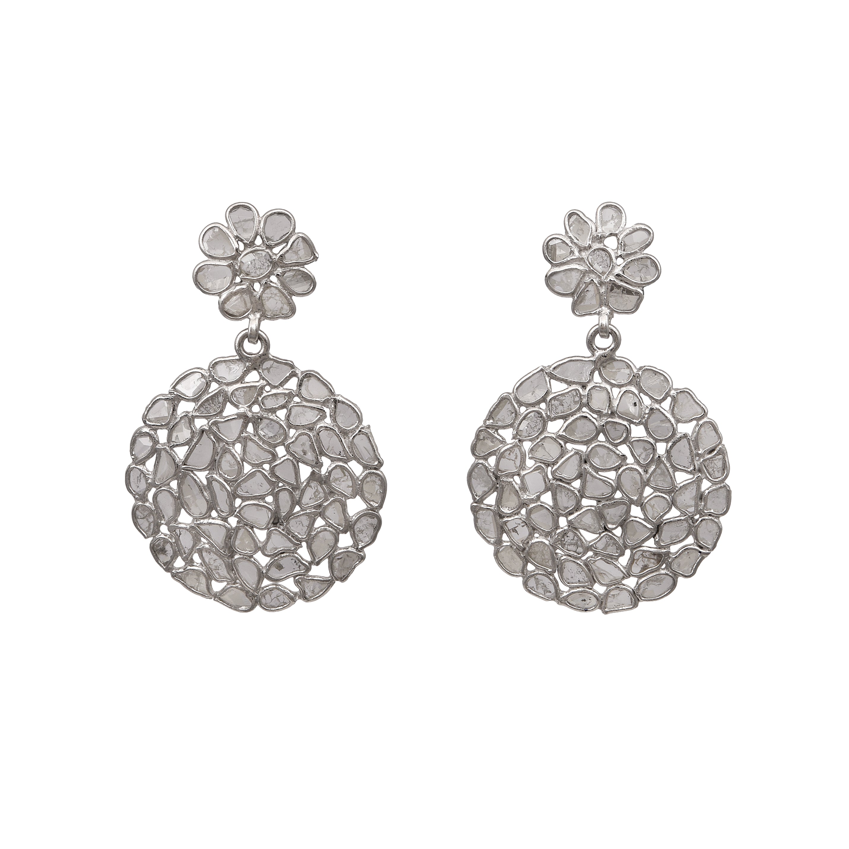 5 CTW Diamond Polki Round Dangle Earrings