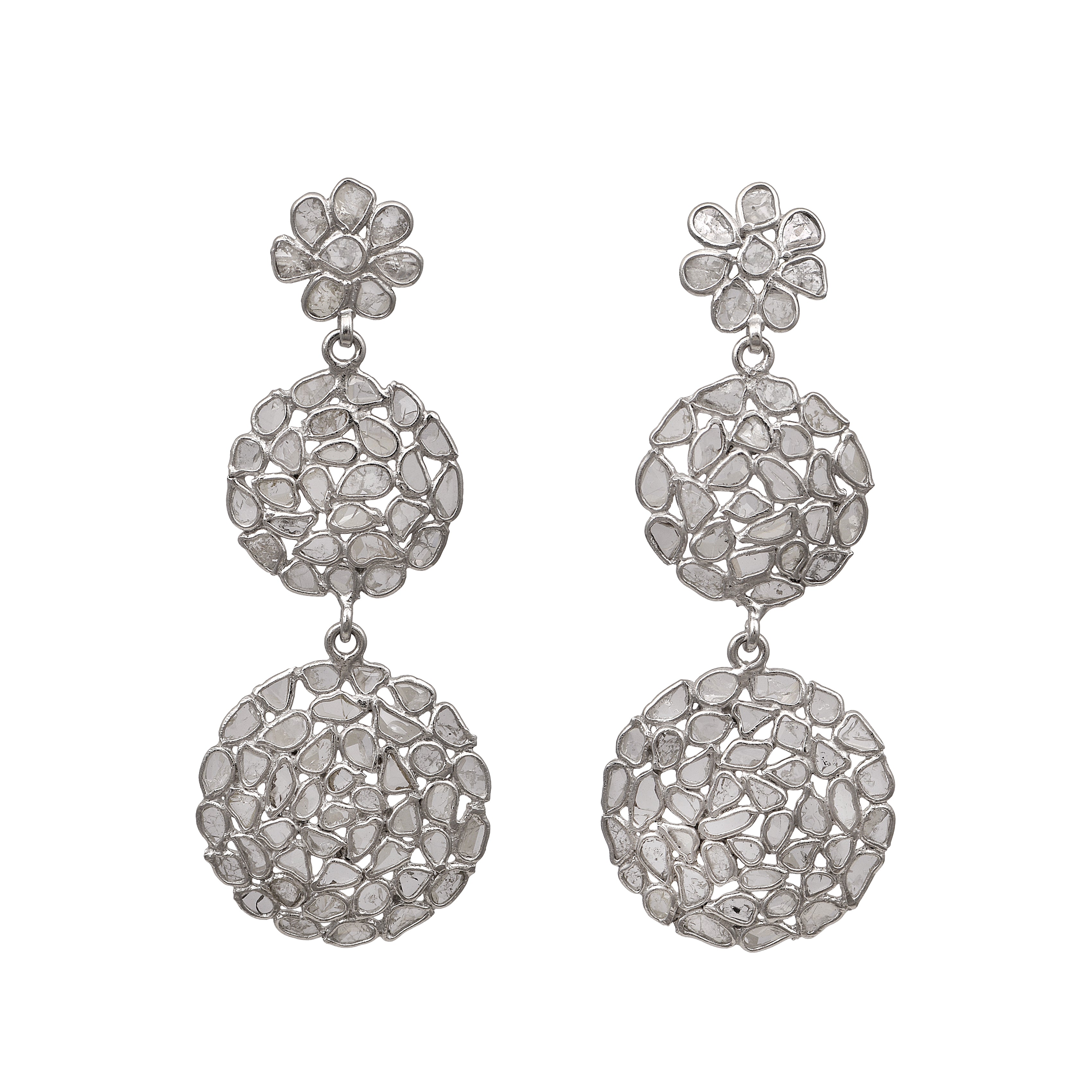 4.25 CTW Diamond Polki Geometric Dangle Earrings