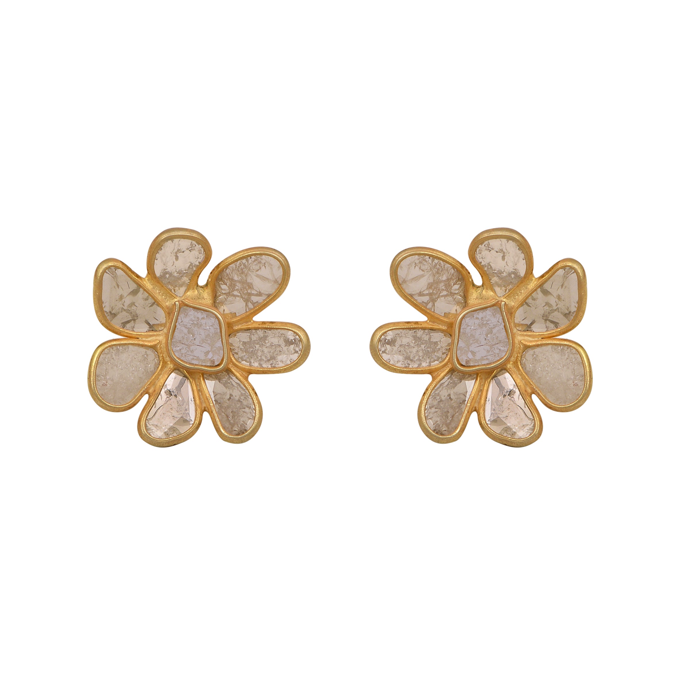 0.50 CTW Diamond Polki Tiny Flower Studs