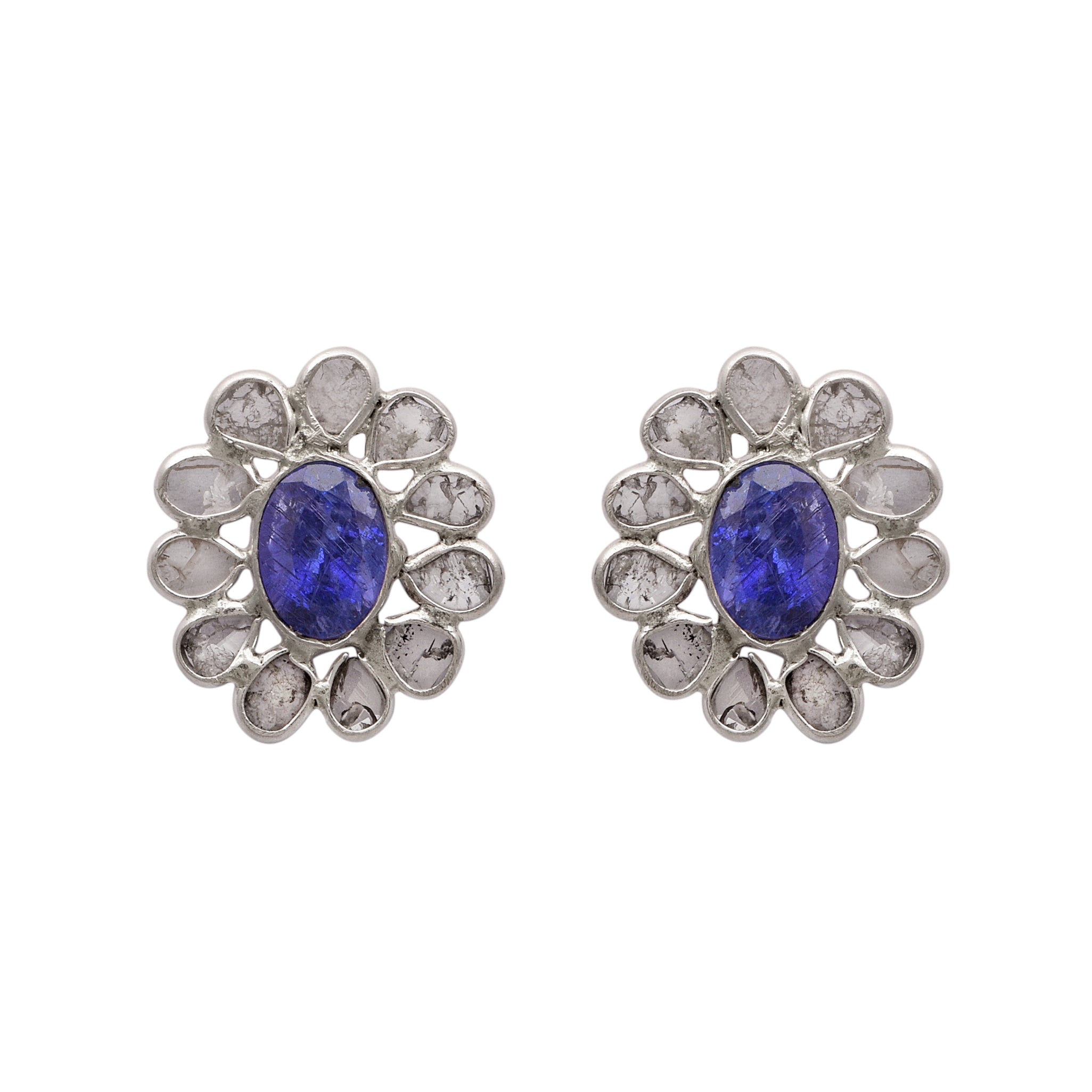 2.00 CTW Diamond Polki Floral Stud Earrings