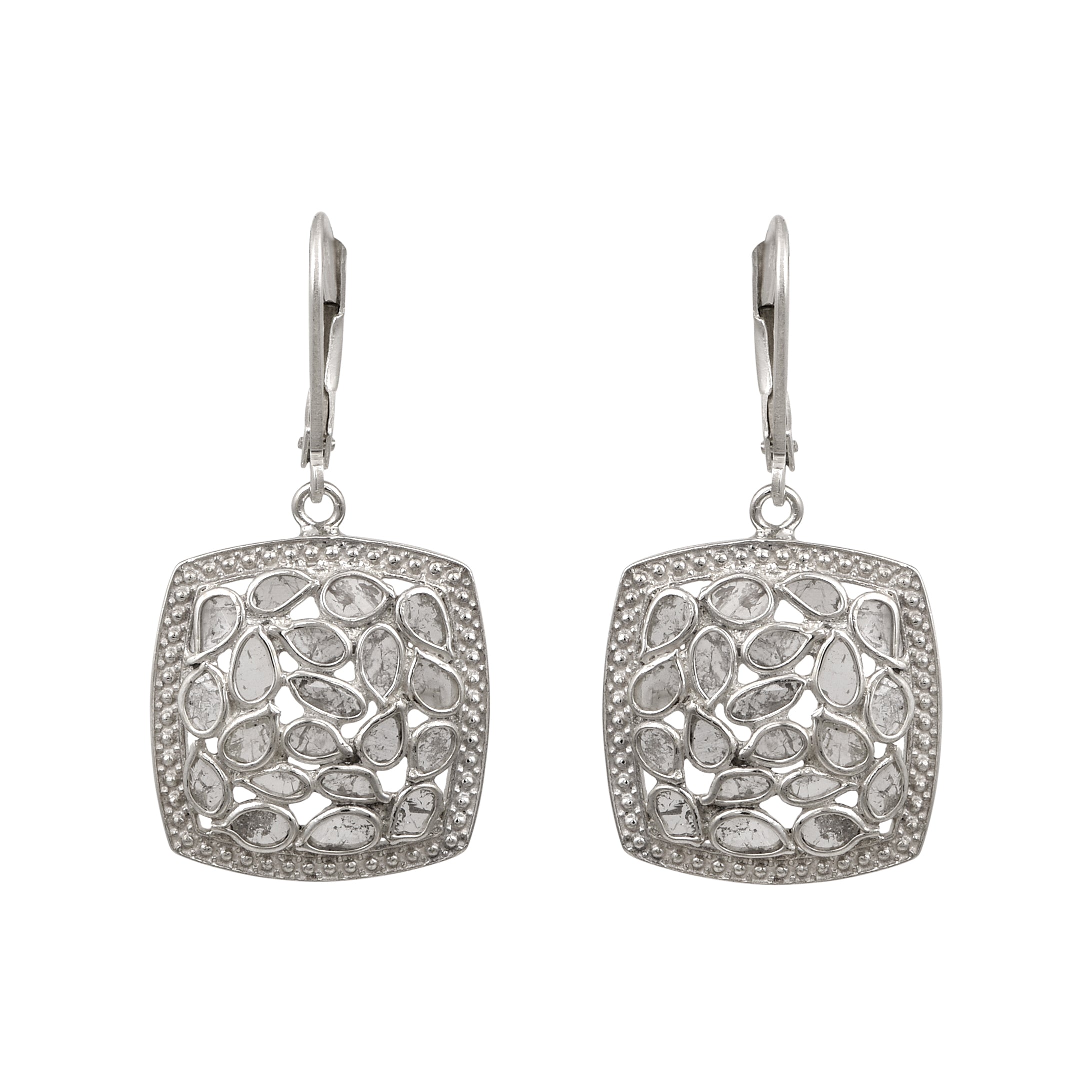 1.50 CTW Diamond Polki Square Dangle Earring