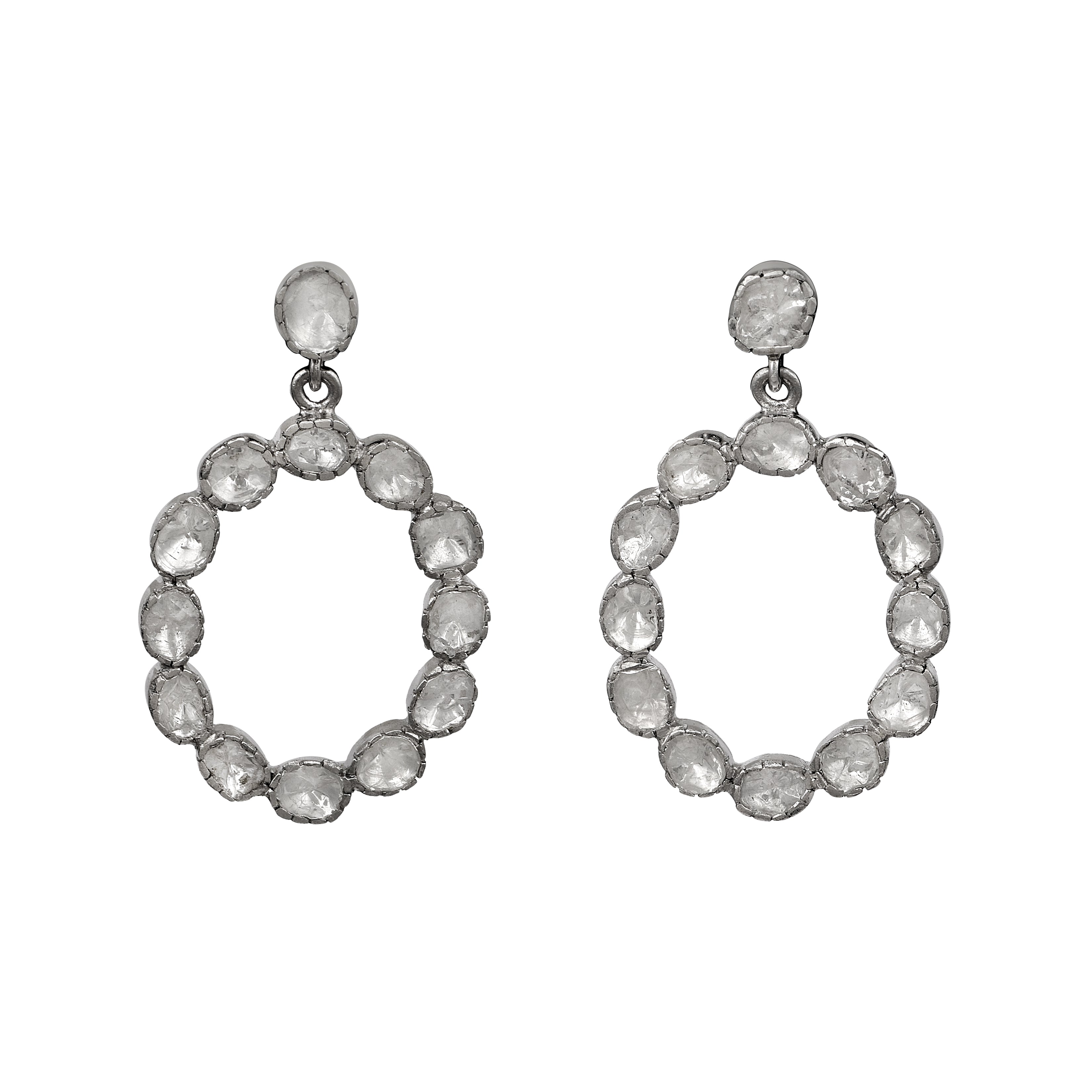 2.60 CTW Diamond Polki Oval Dangle Earrings