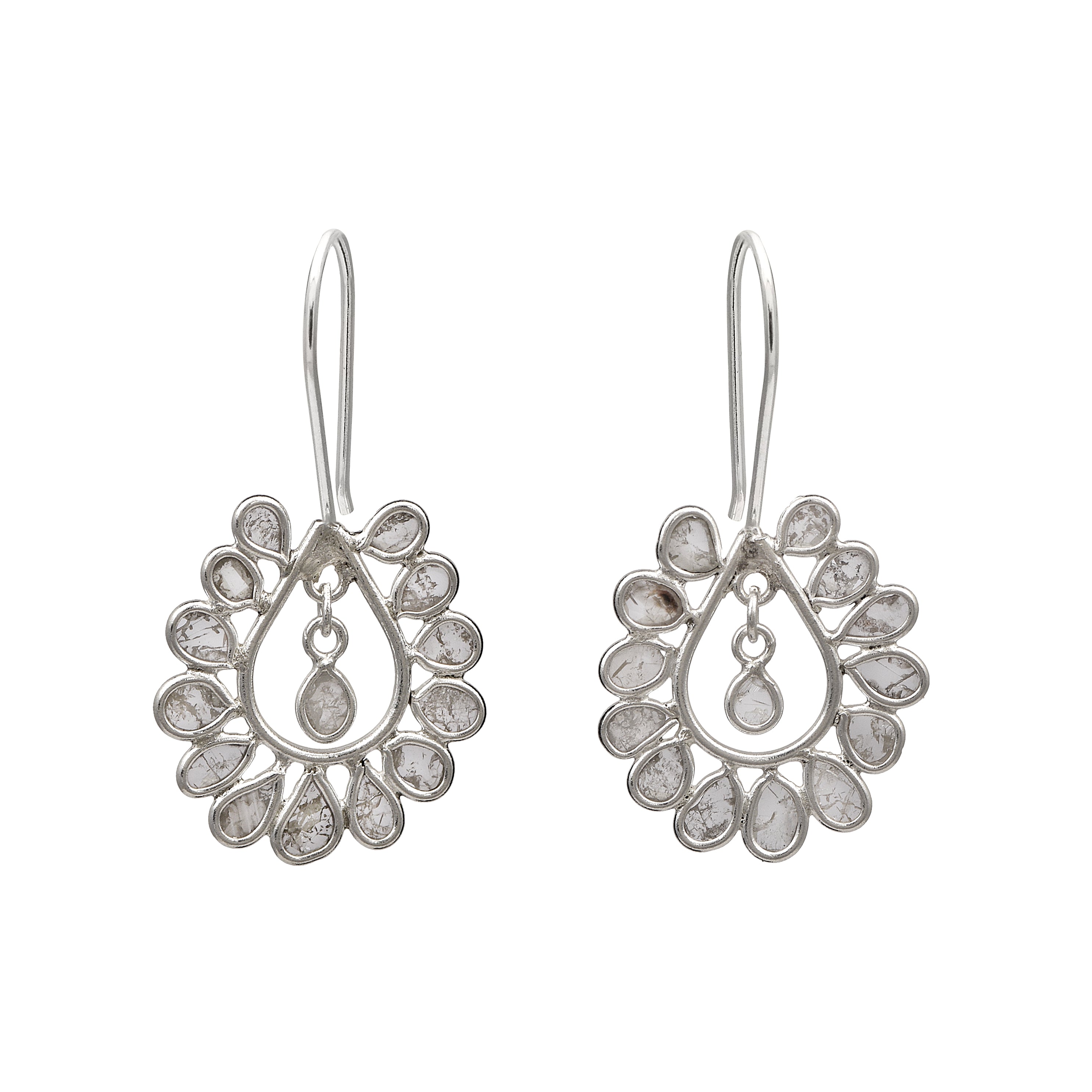 1.40 CTW Diamond Polki Dangle Earrings