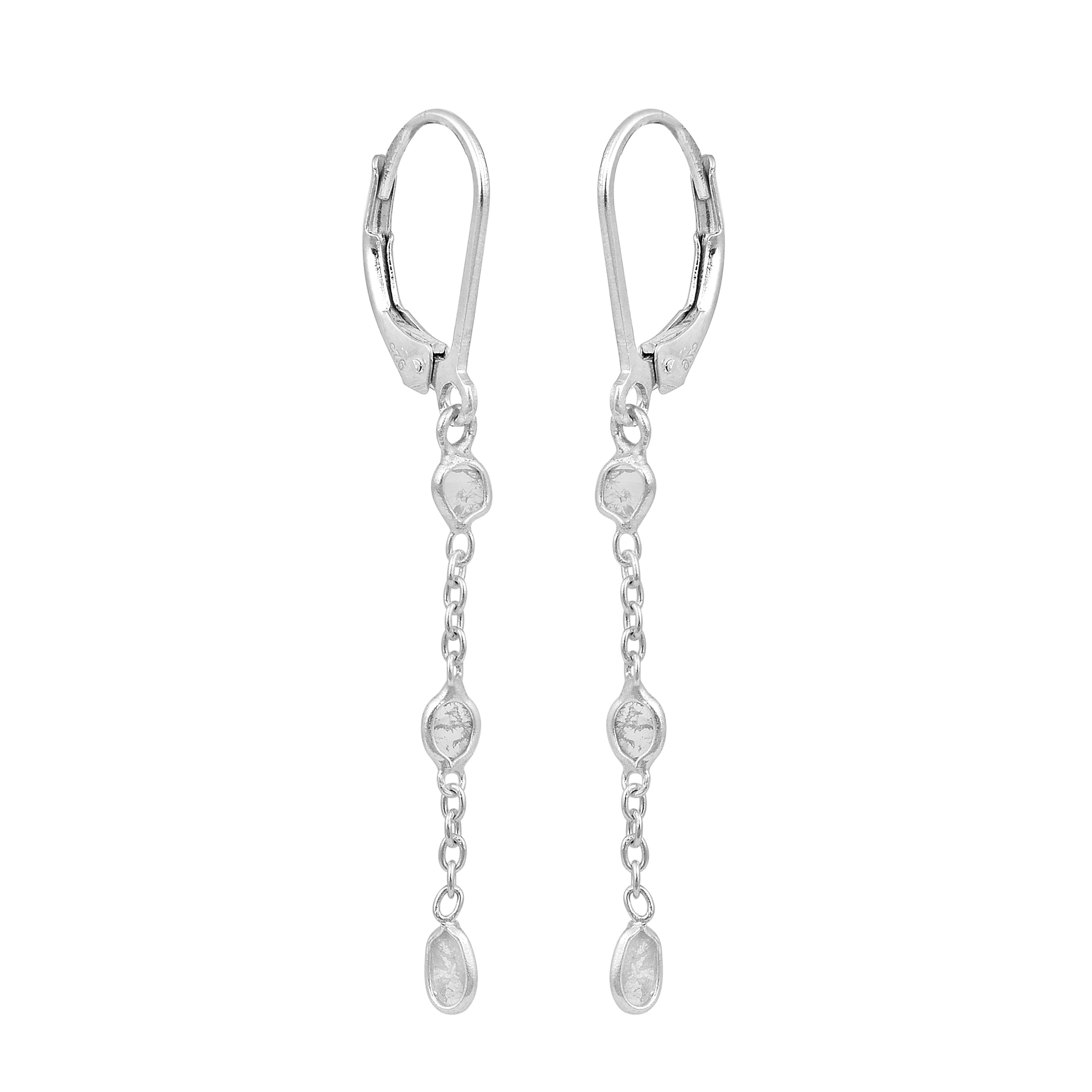 0.50 CTW Diamond Polki Thread Earrings