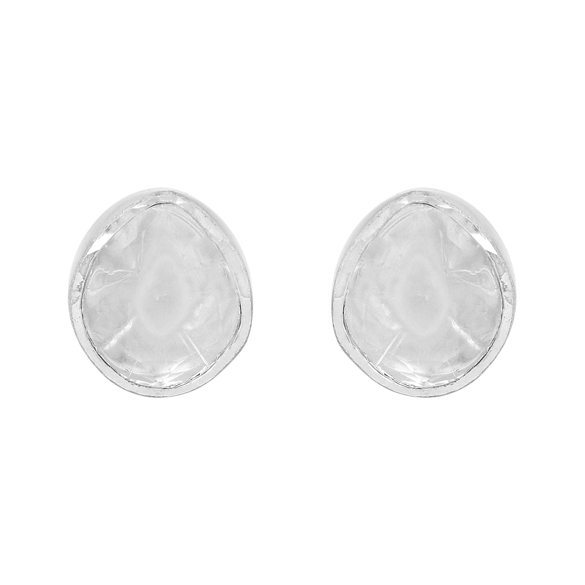 2 CTW Diamond Polki Solitaire Stud Earrings