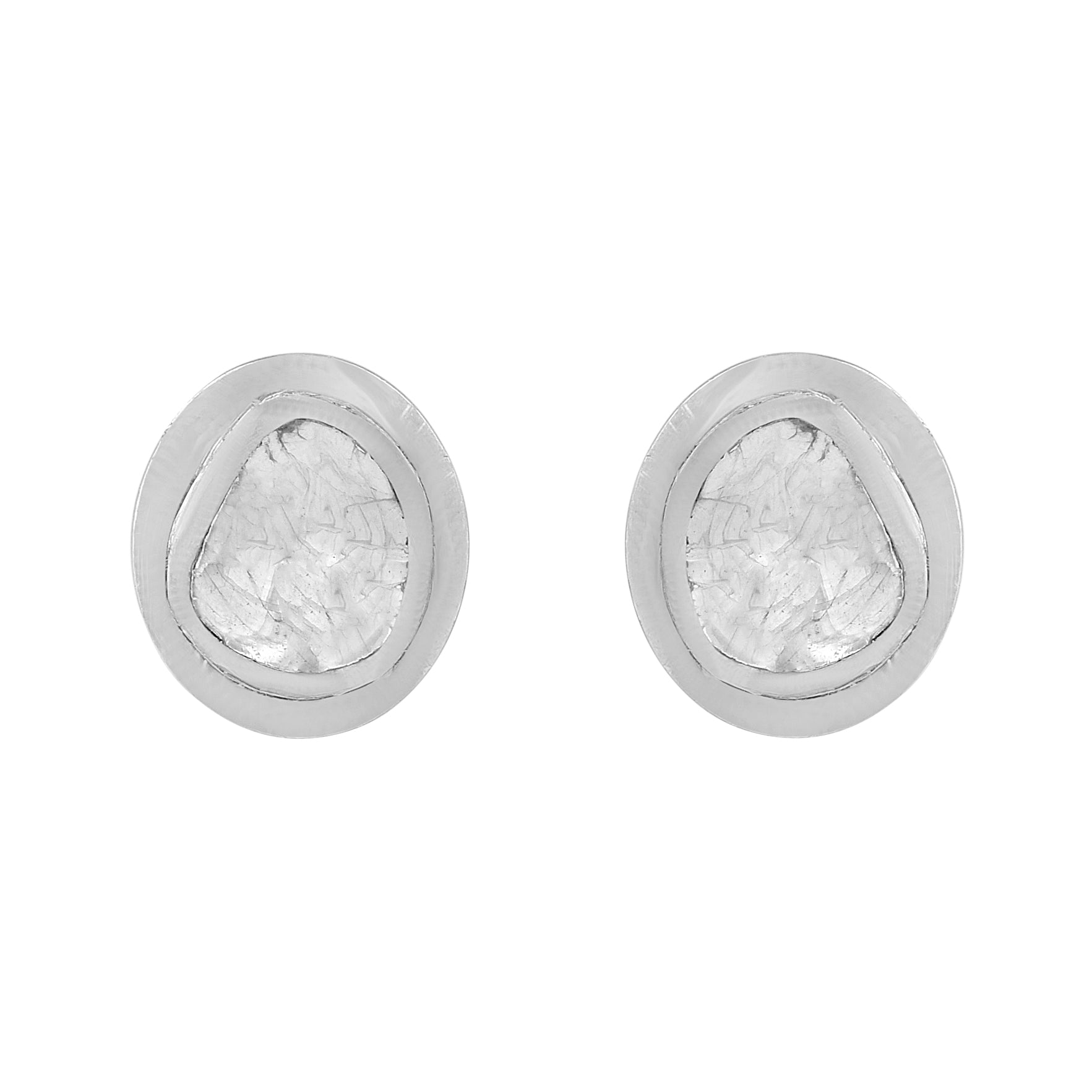 2 CTW Diamond Polki Solitaire Stud Earrings