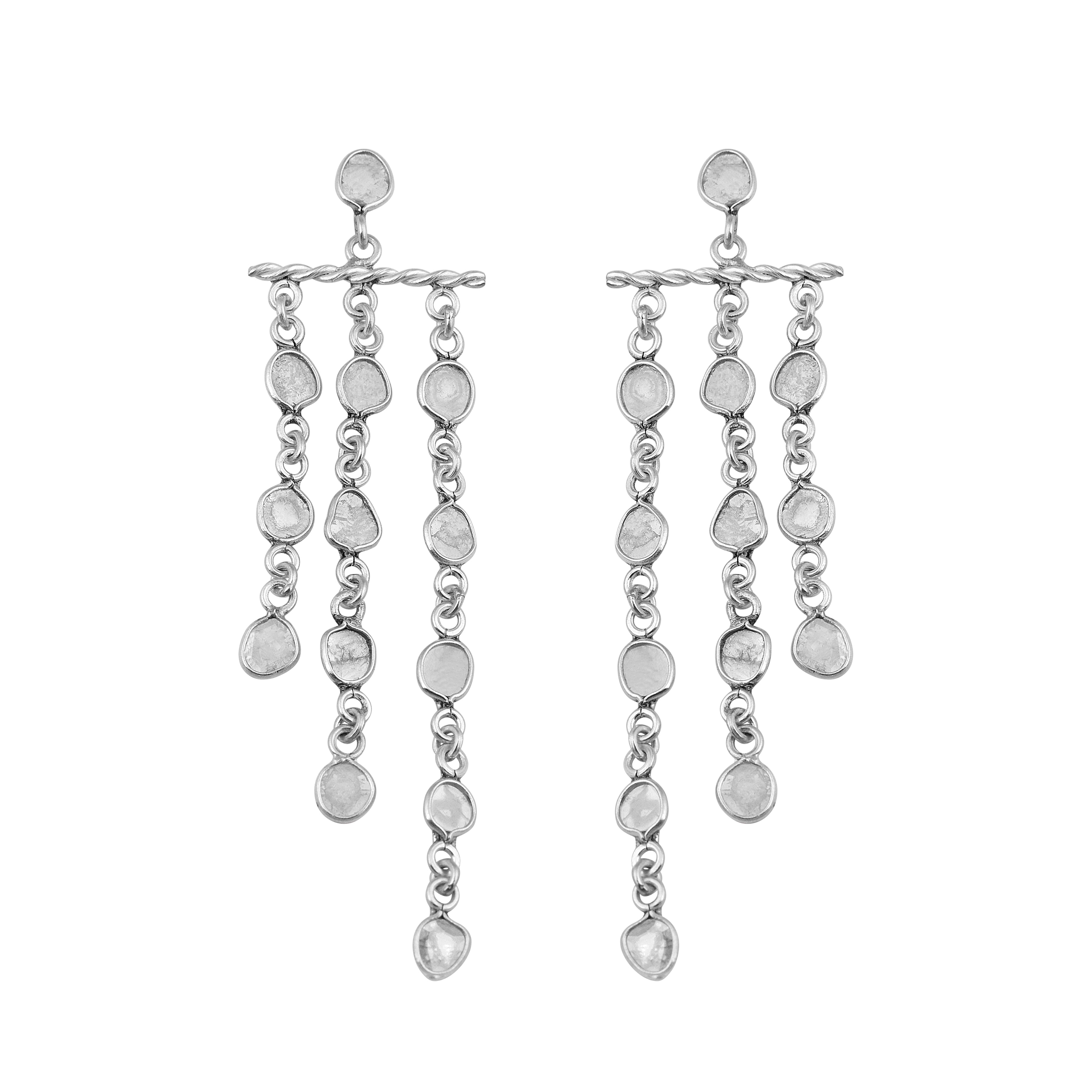 3 CTW Diamond Polki Dangle Chandelier Earrings