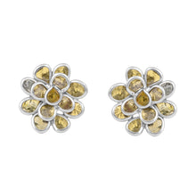 Load image into Gallery viewer, 2 CTW Yellow Diamond Polki 3D Flower Stud Earrings