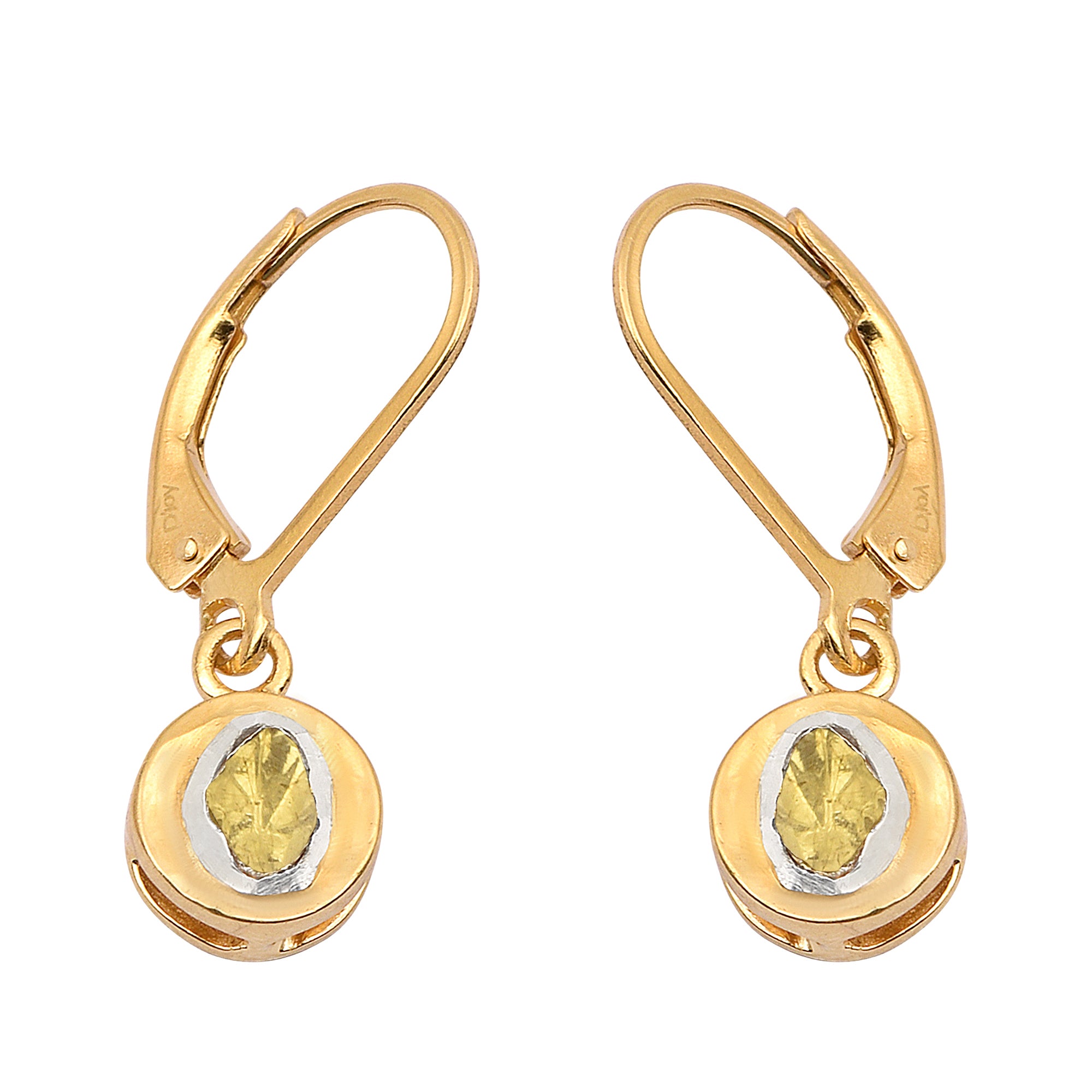 0.50 CTW Yellow Diamond Polki Dangles Earrings